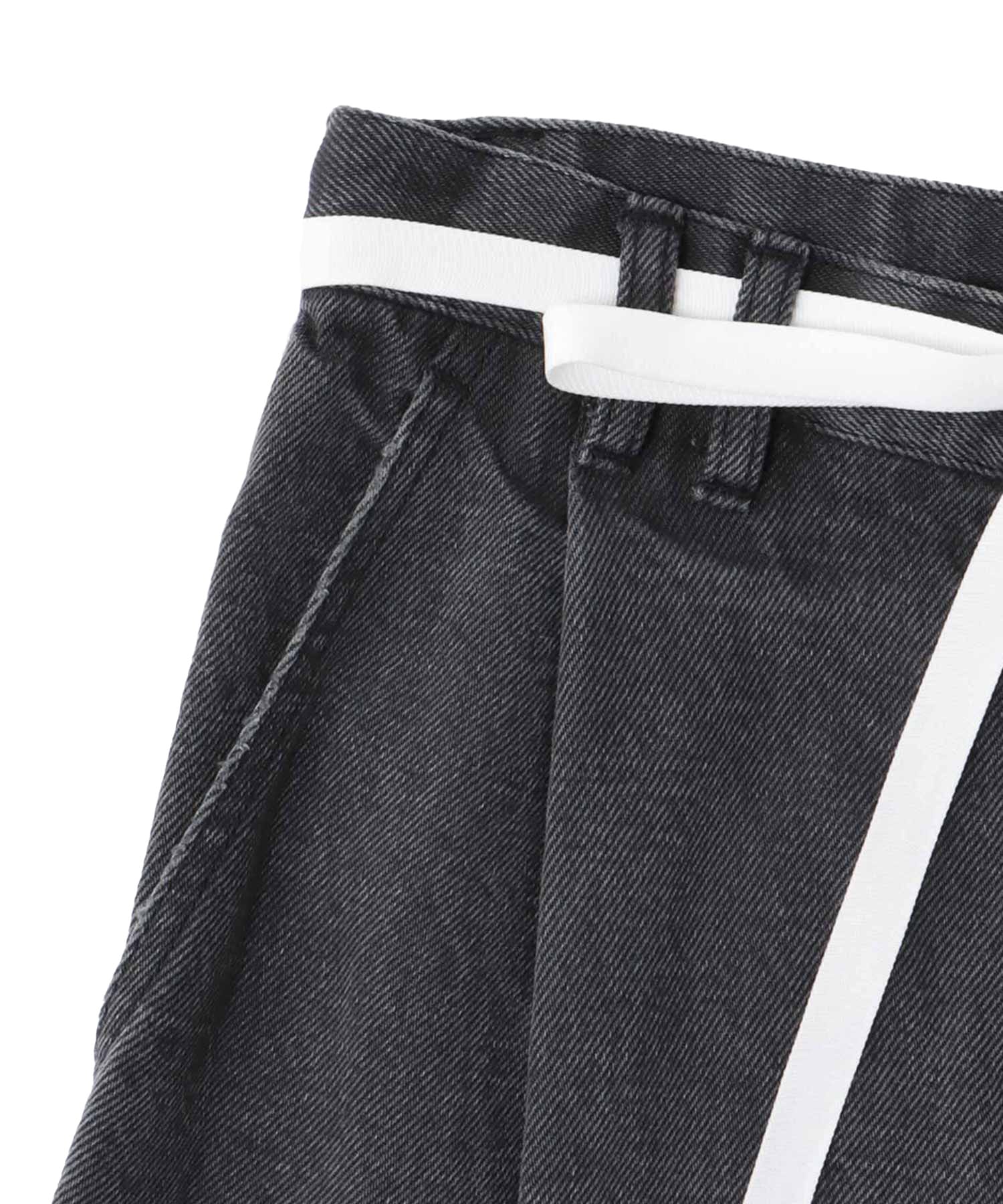 lyocell black denim tuck wide pants