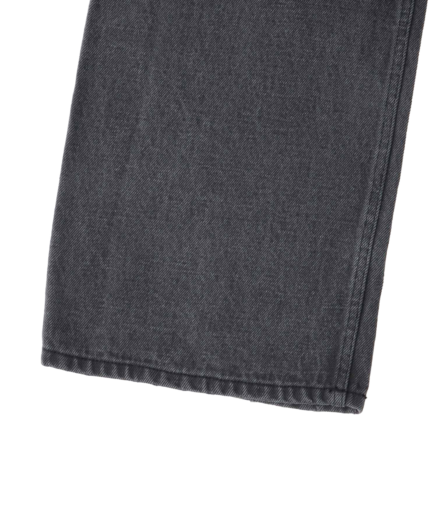 lyocell black denim tuck wide pants