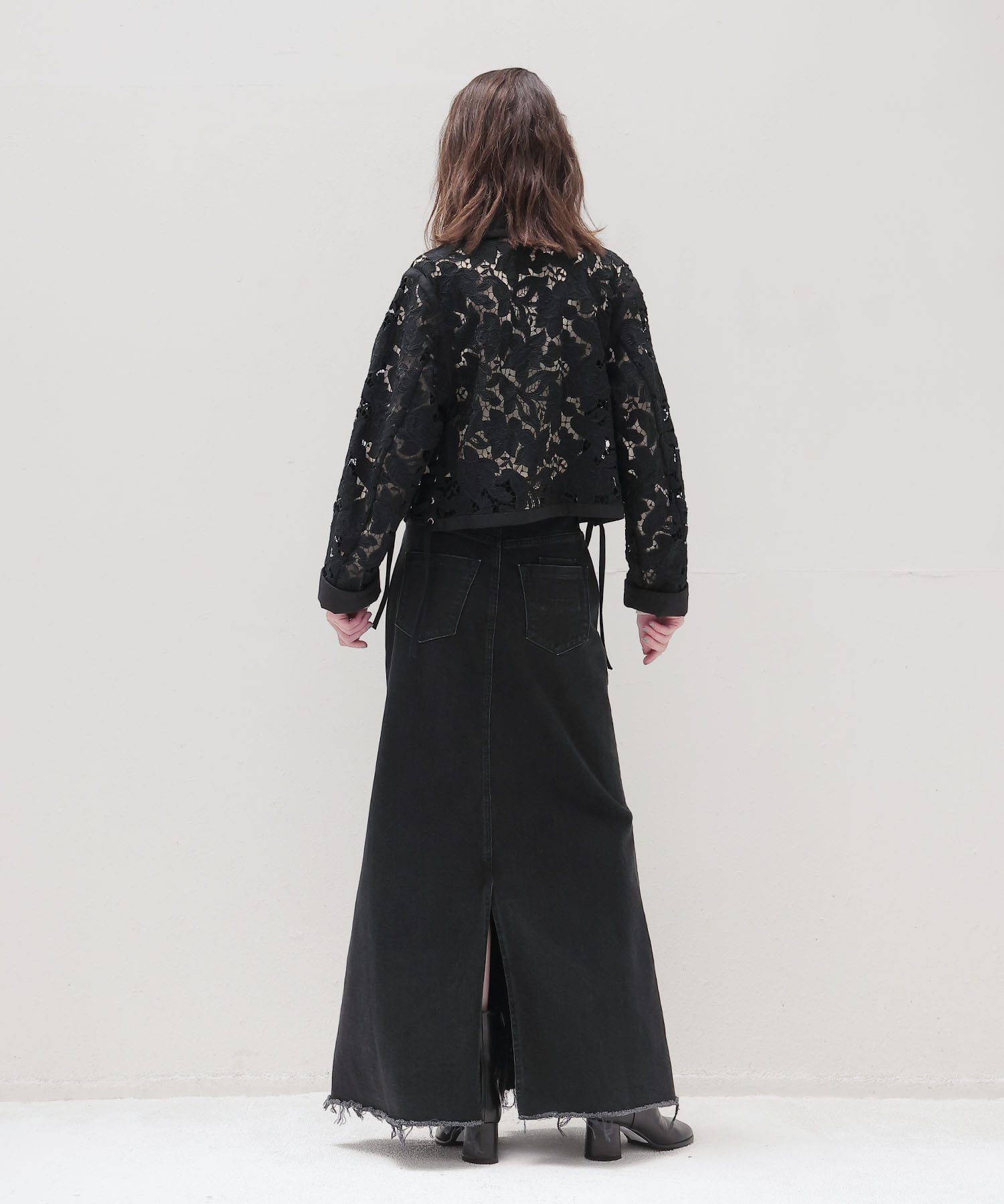 botanical lace zip blouson