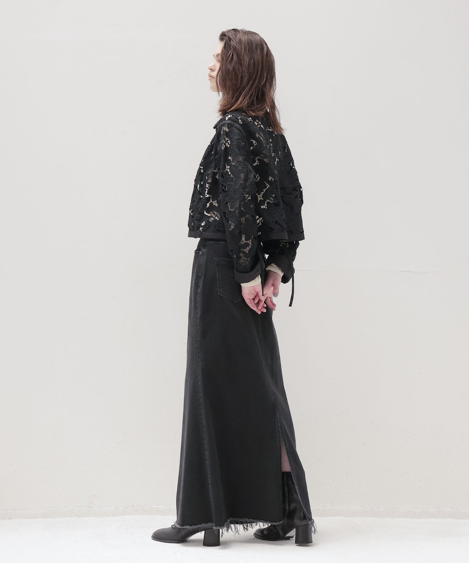 botanical lace zip blouson