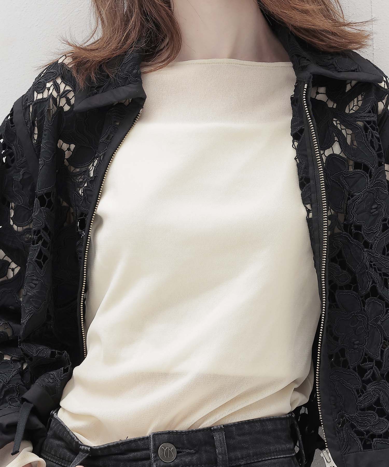botanical lace zip blouson
