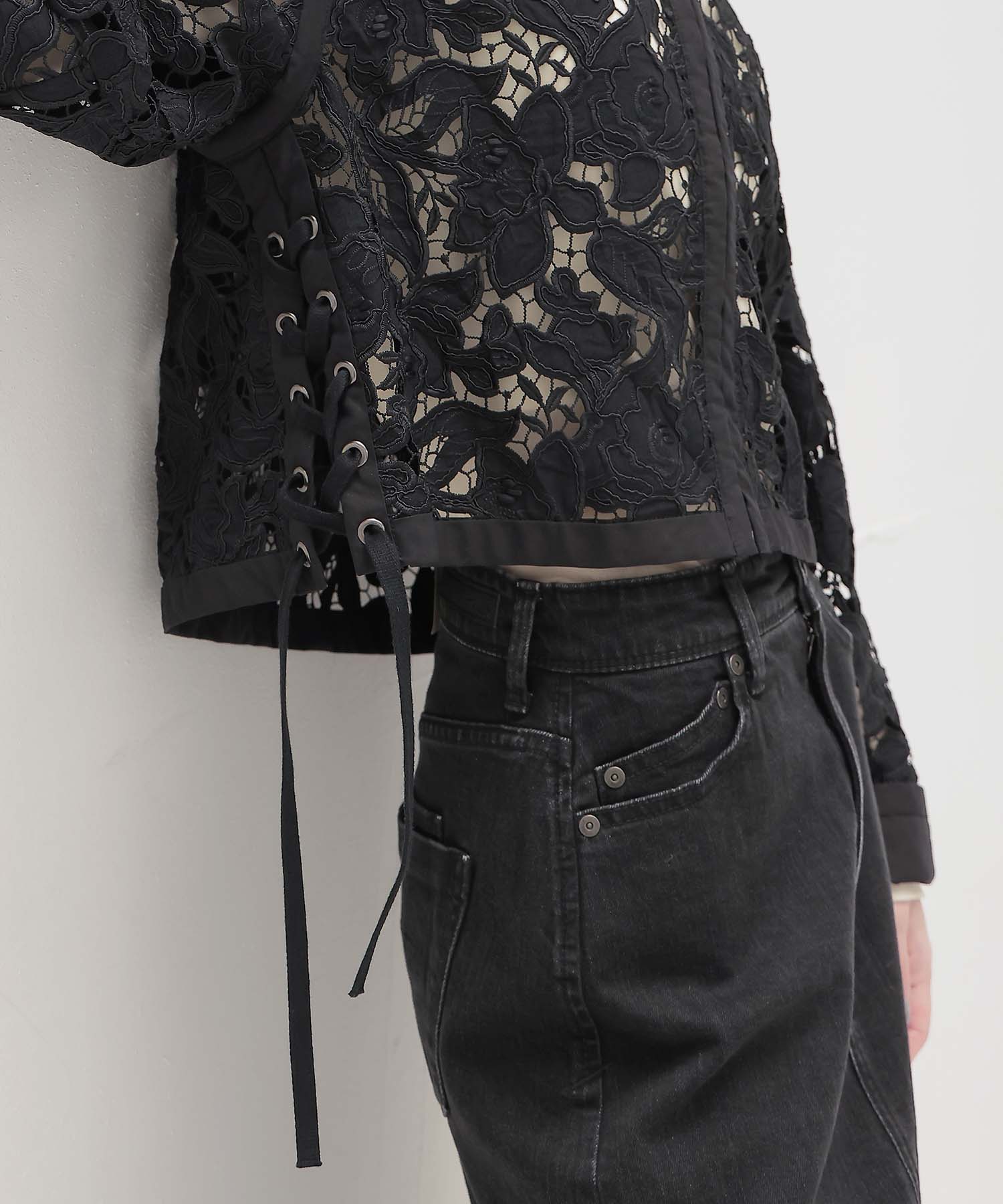 botanical lace zip blouson