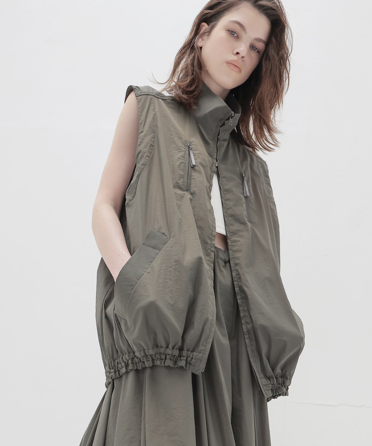 stand zip middle vest