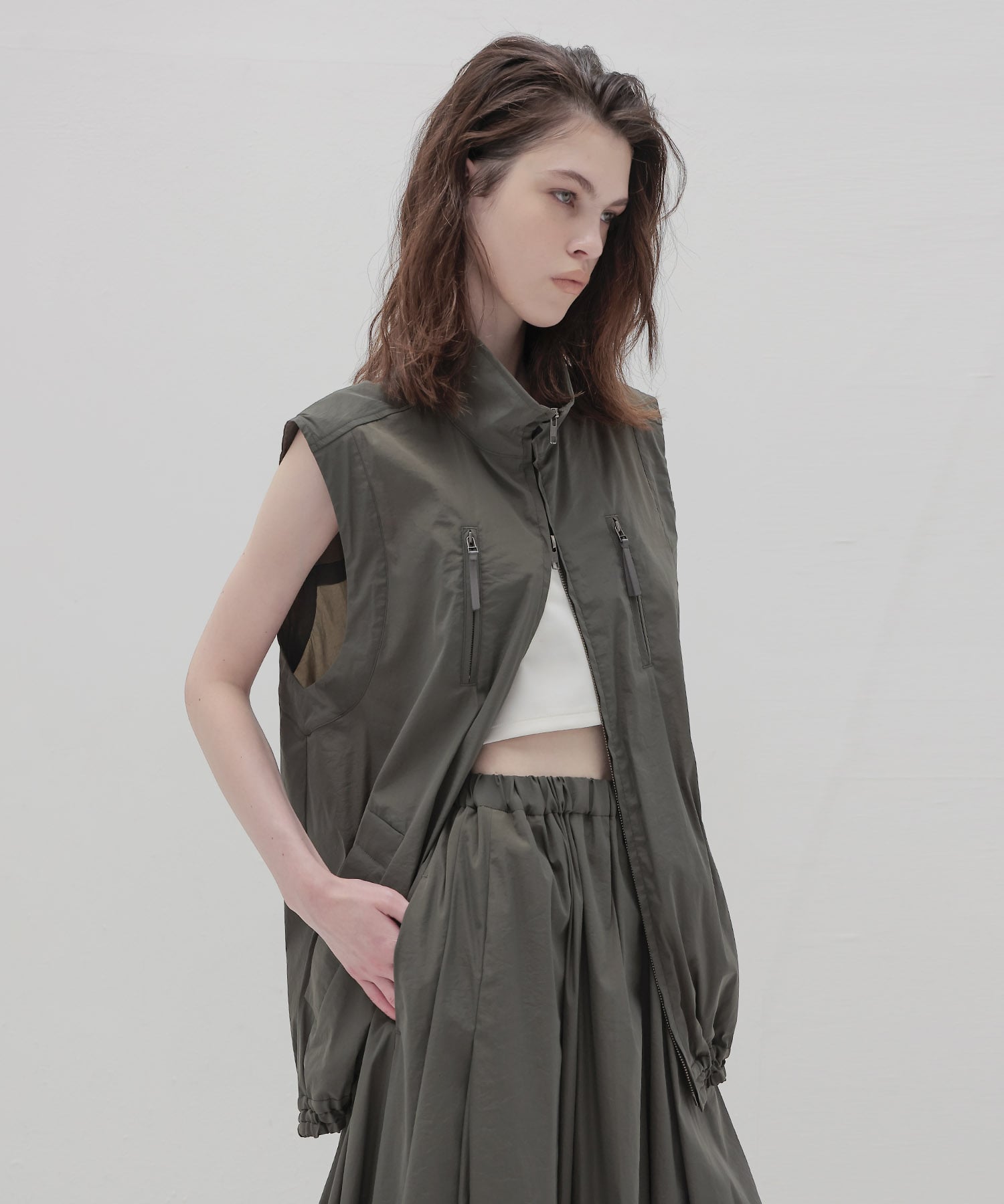 stand zip middle vest