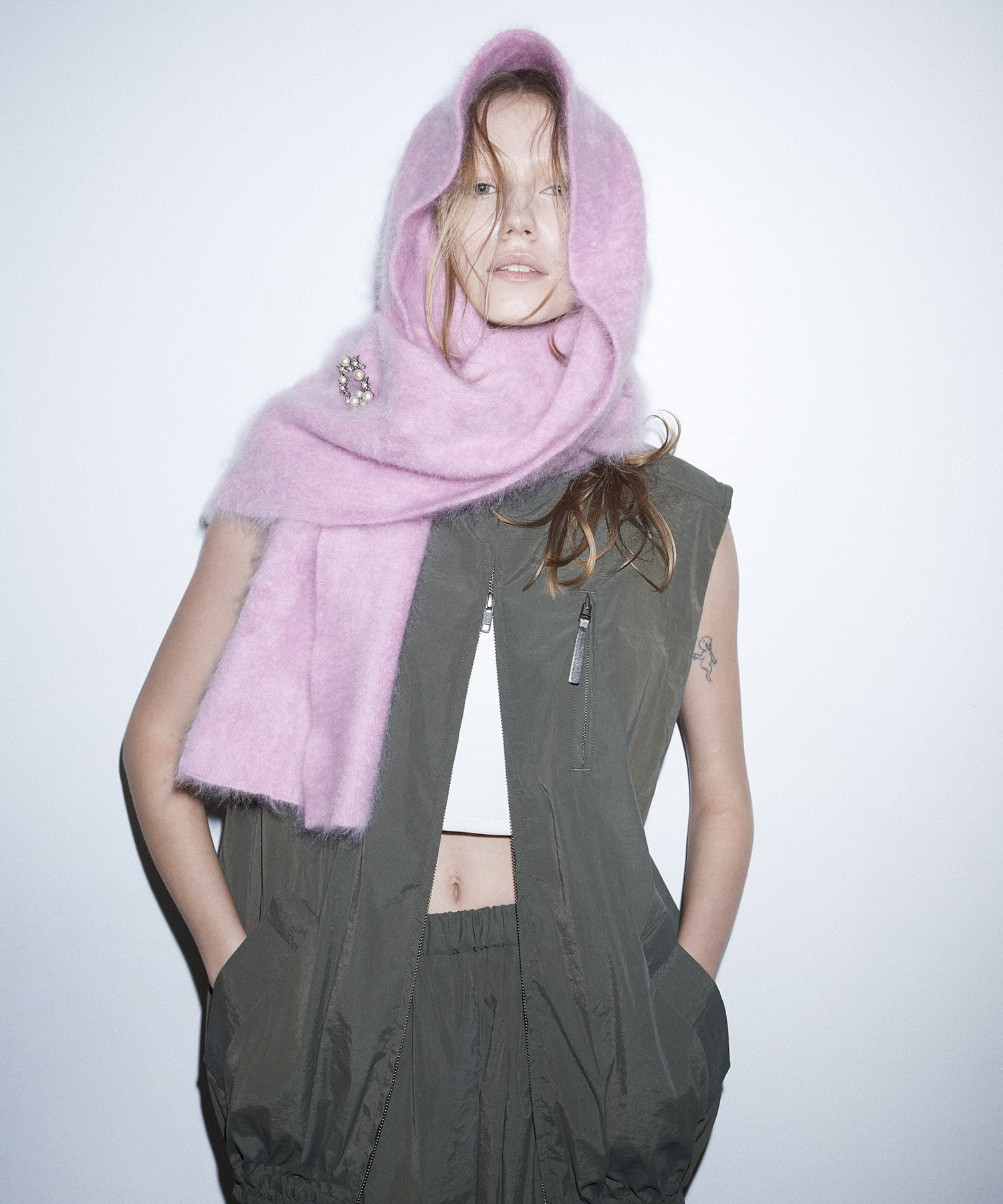 stand zip middle vest