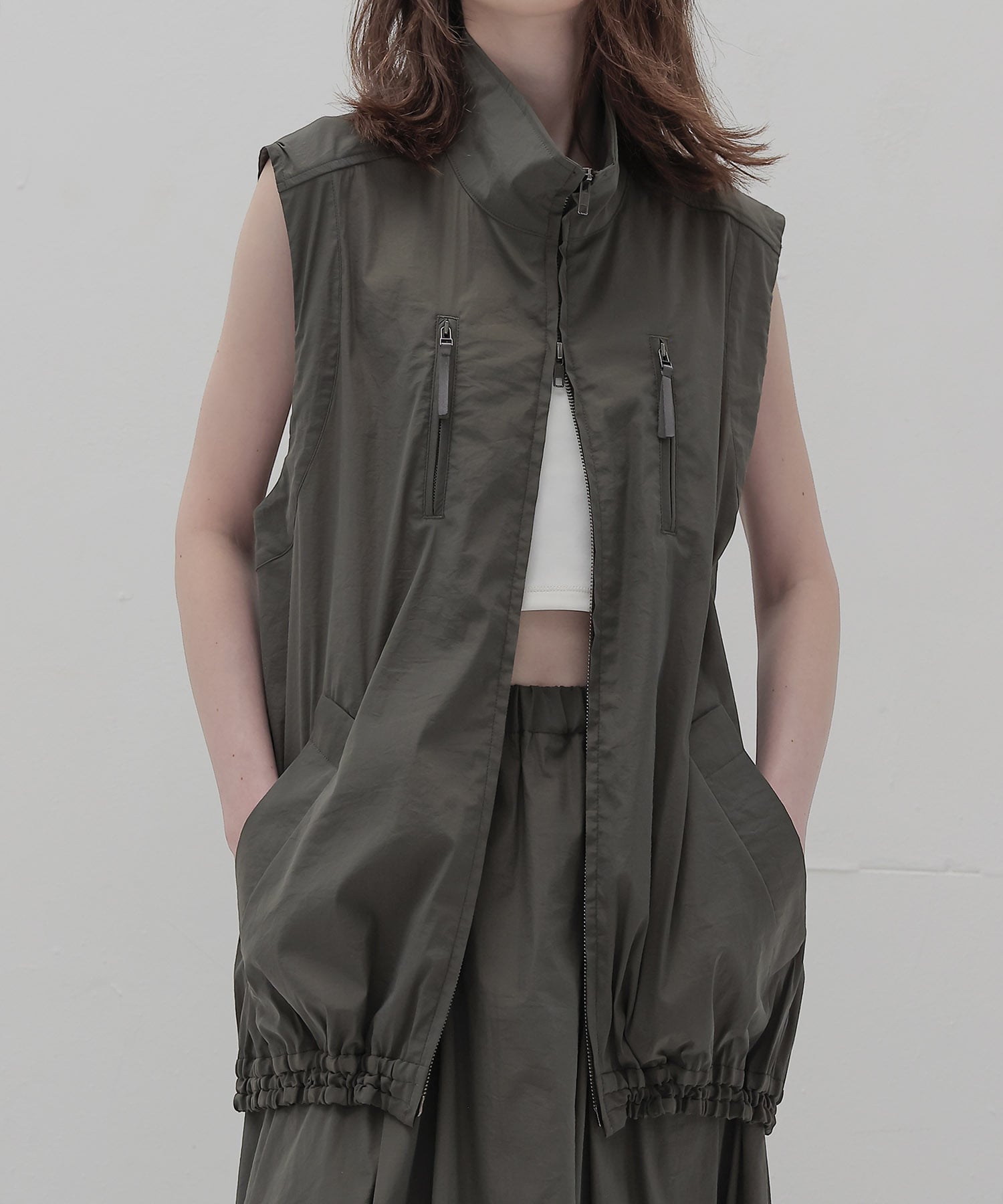 stand zip middle vest