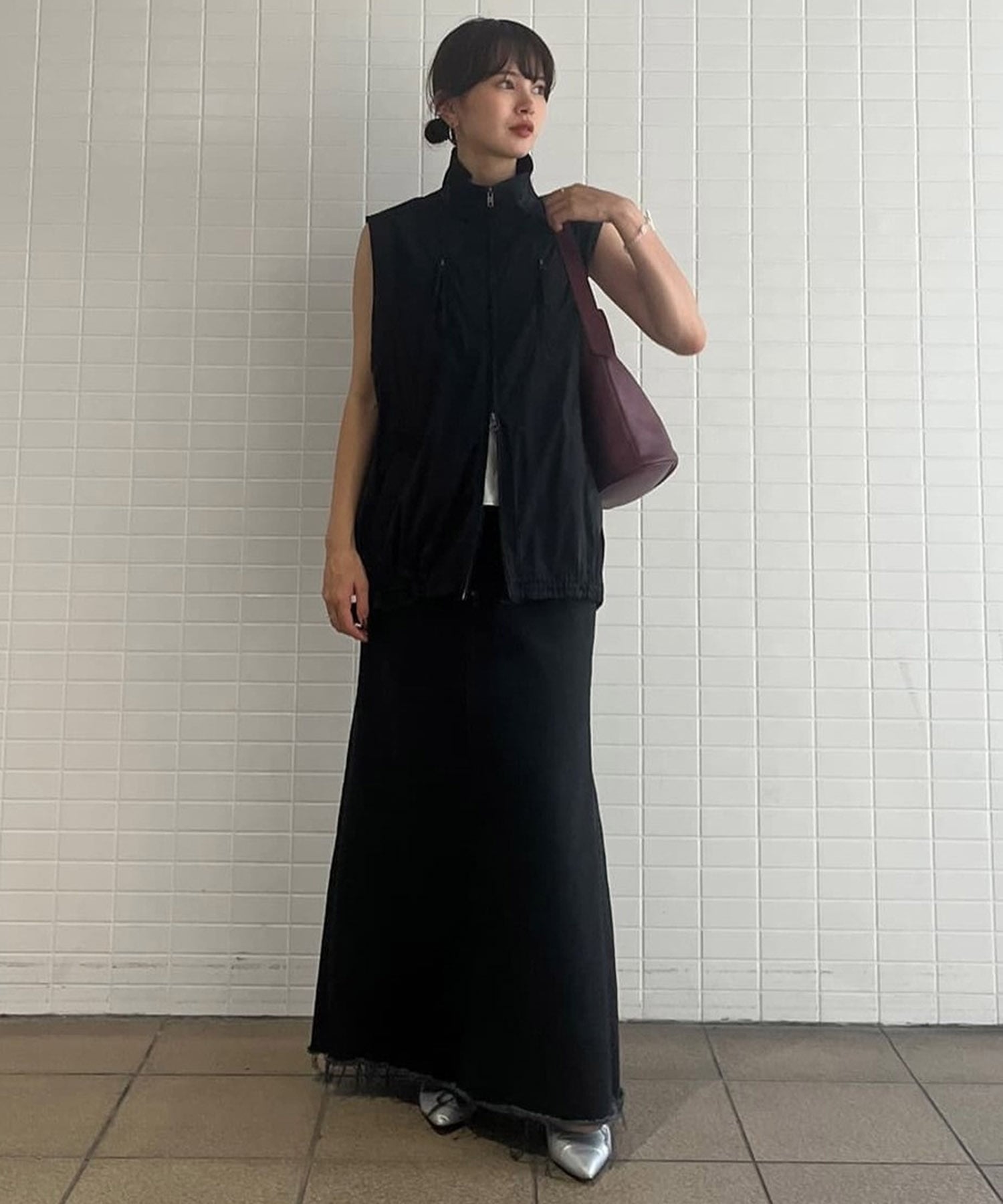 stand zip middle vest
