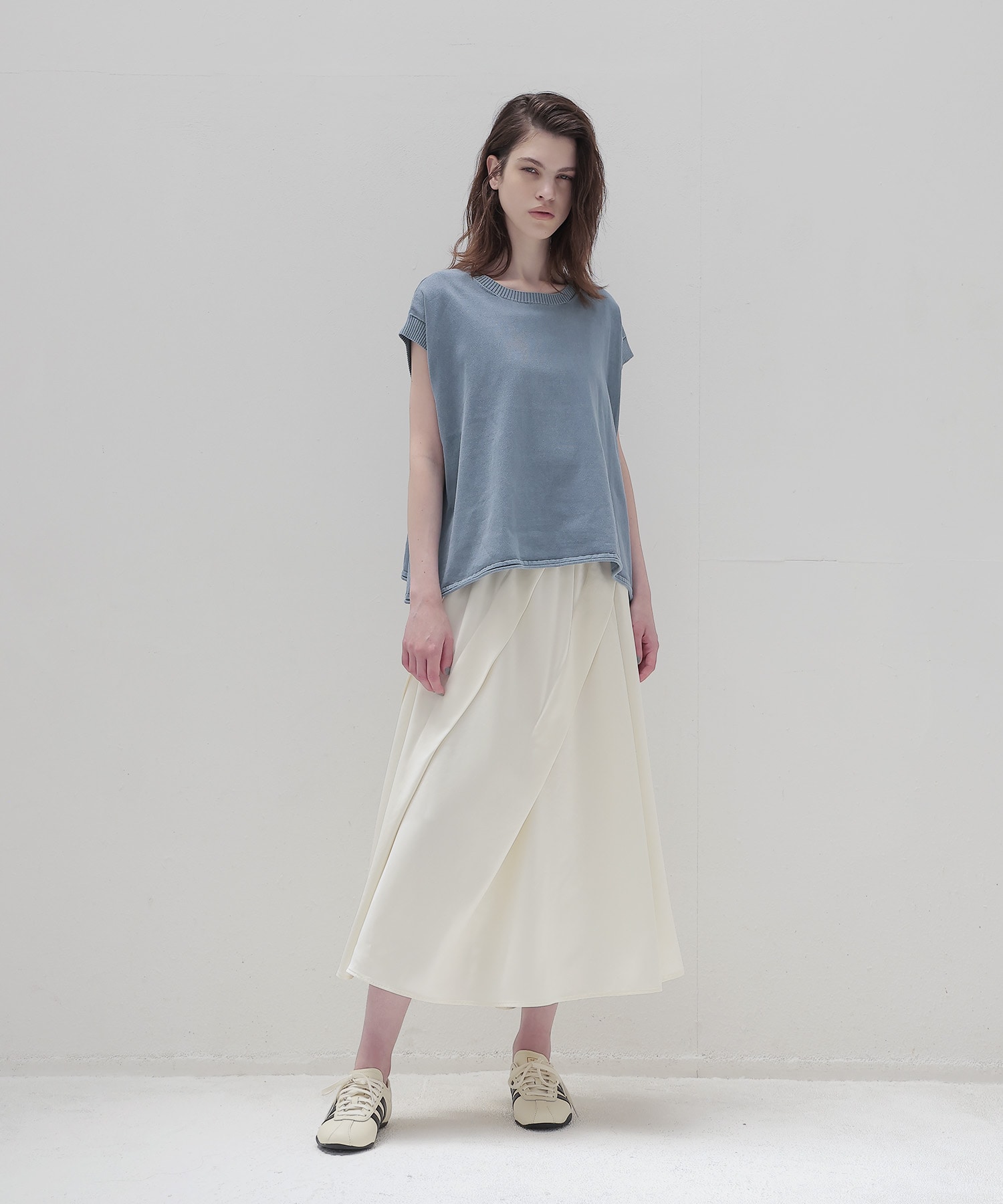 asymmetric tuck gather skirt