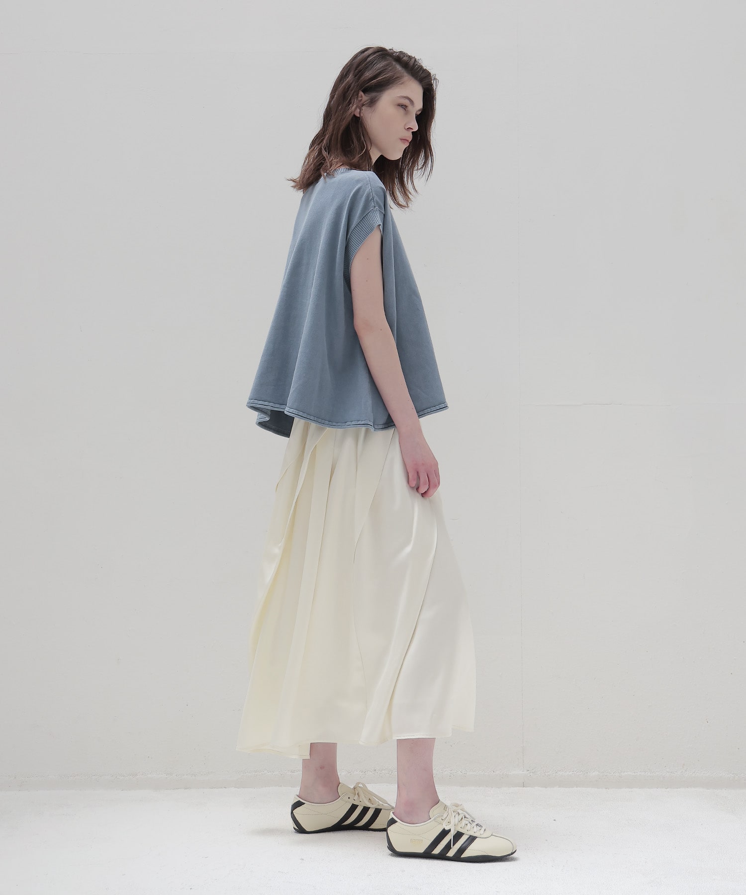 asymmetric tuck gather skirt