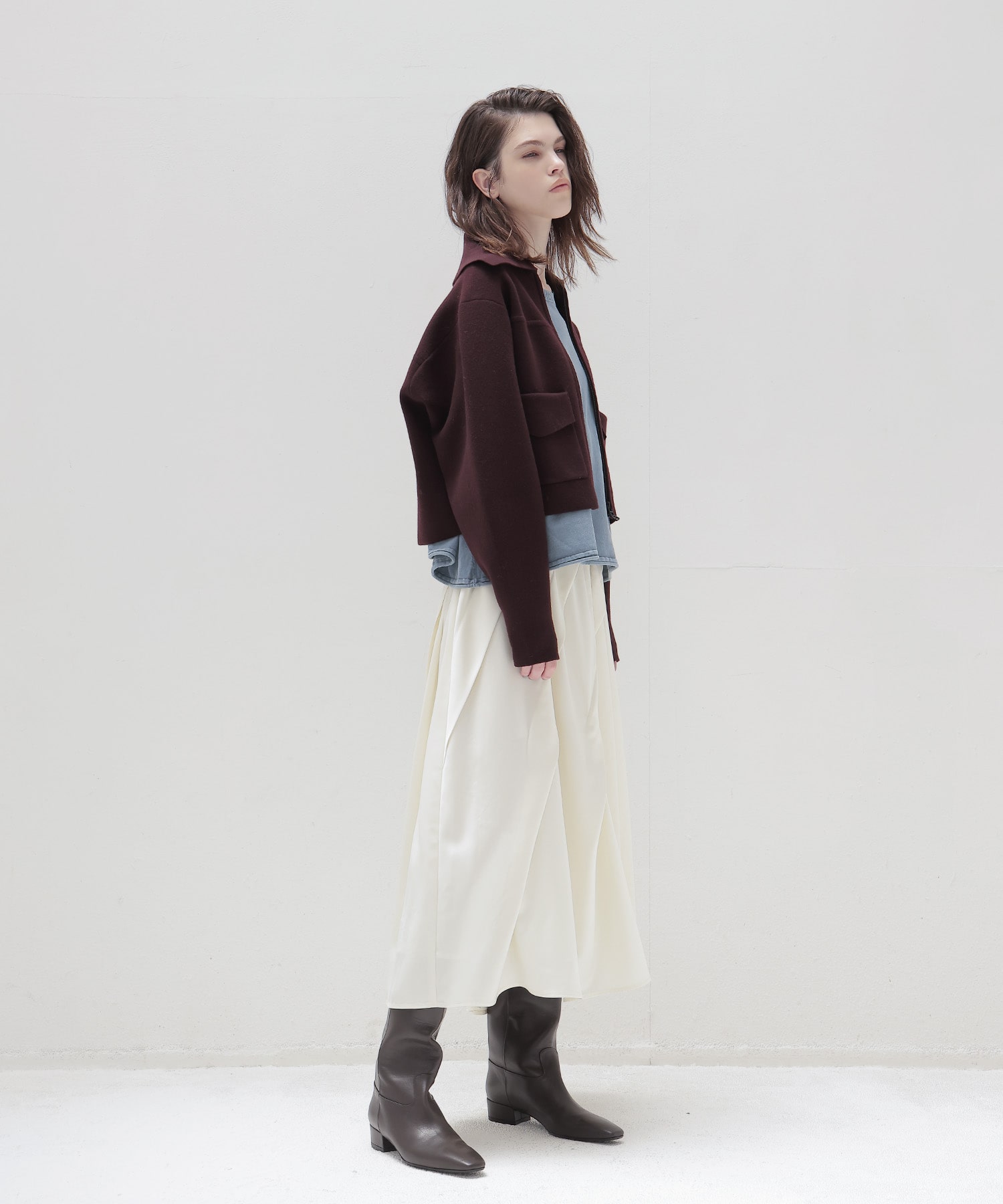 asymmetric tuck gather skirt