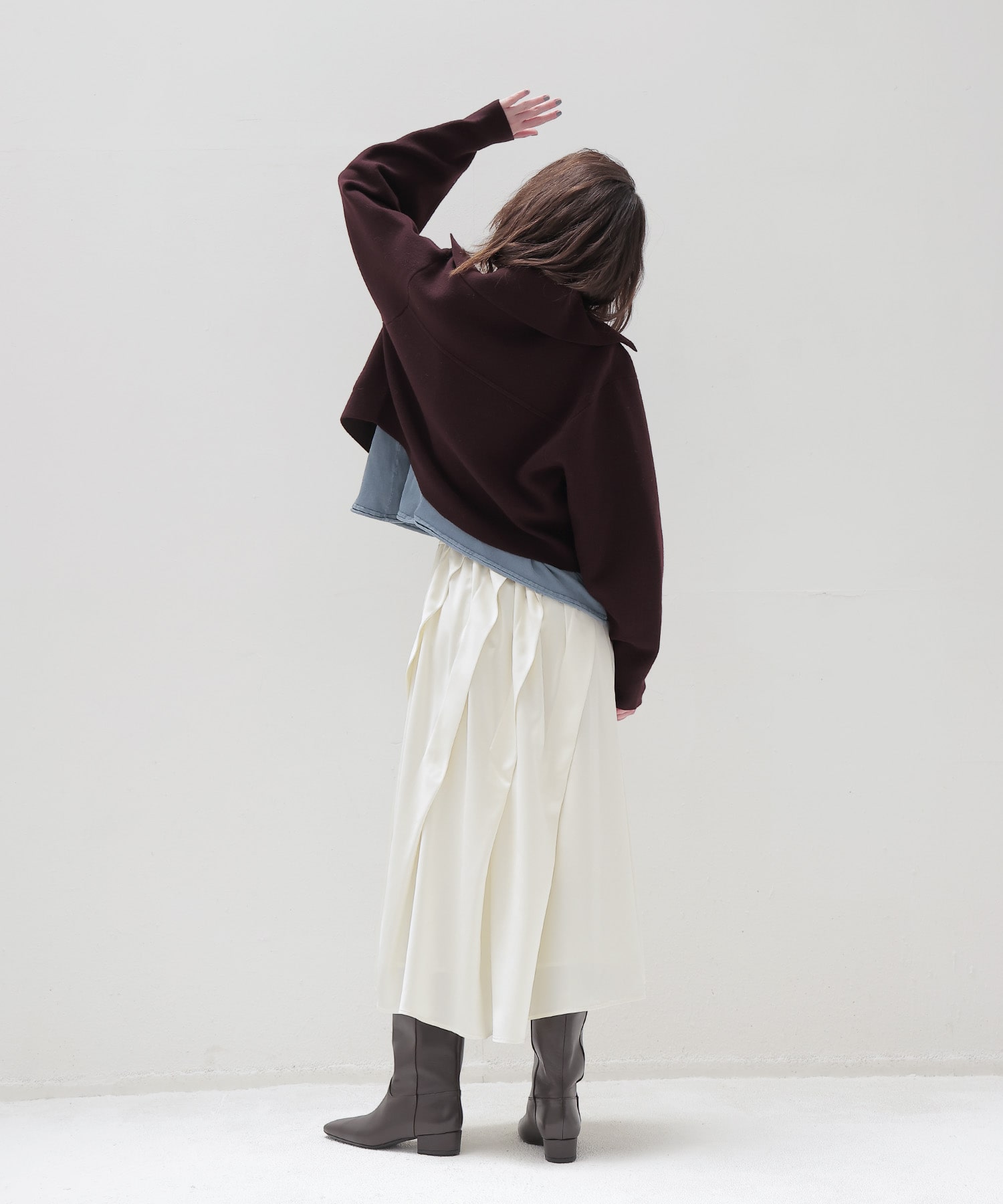 asymmetric tuck gather skirt