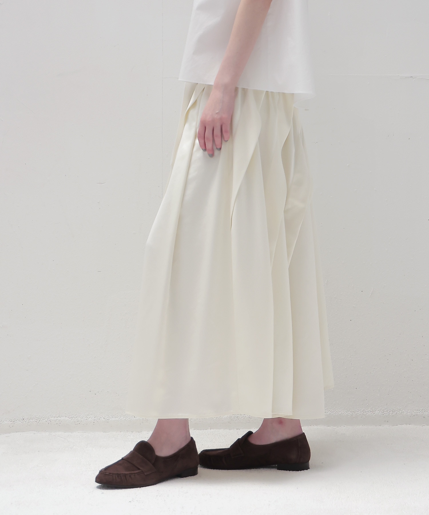 asymmetric tuck gather skirt