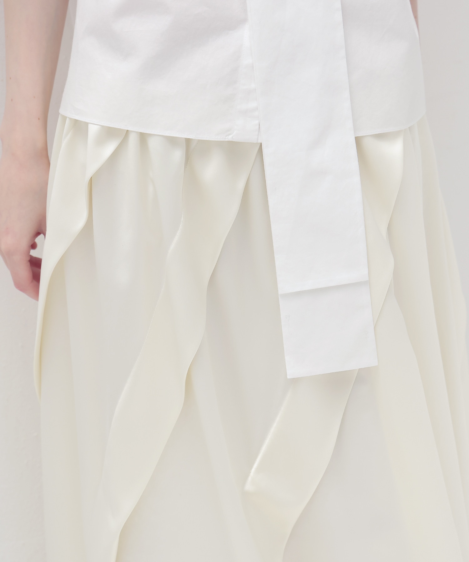 asymmetric tuck gather skirt