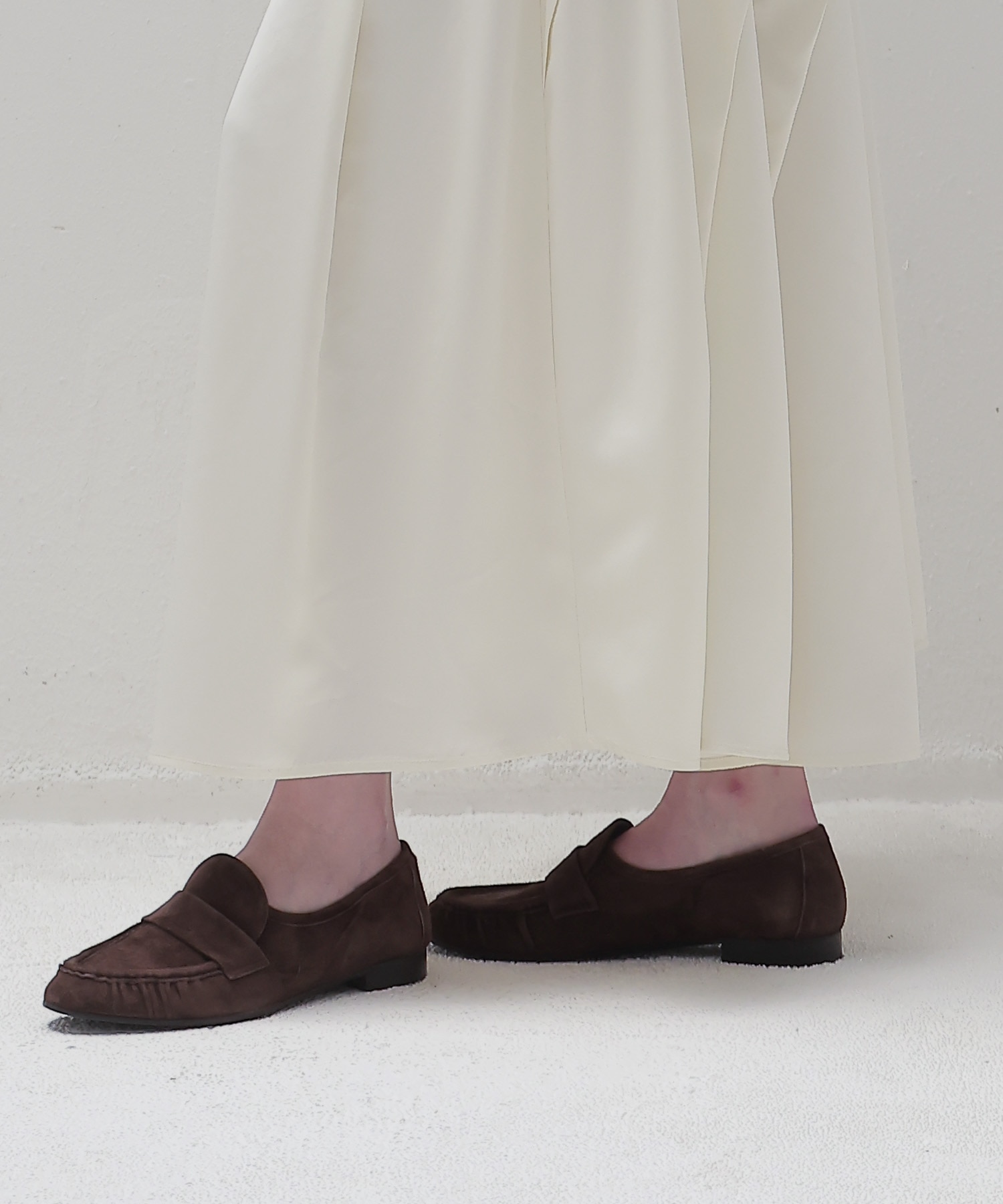 asymmetric tuck gather skirt