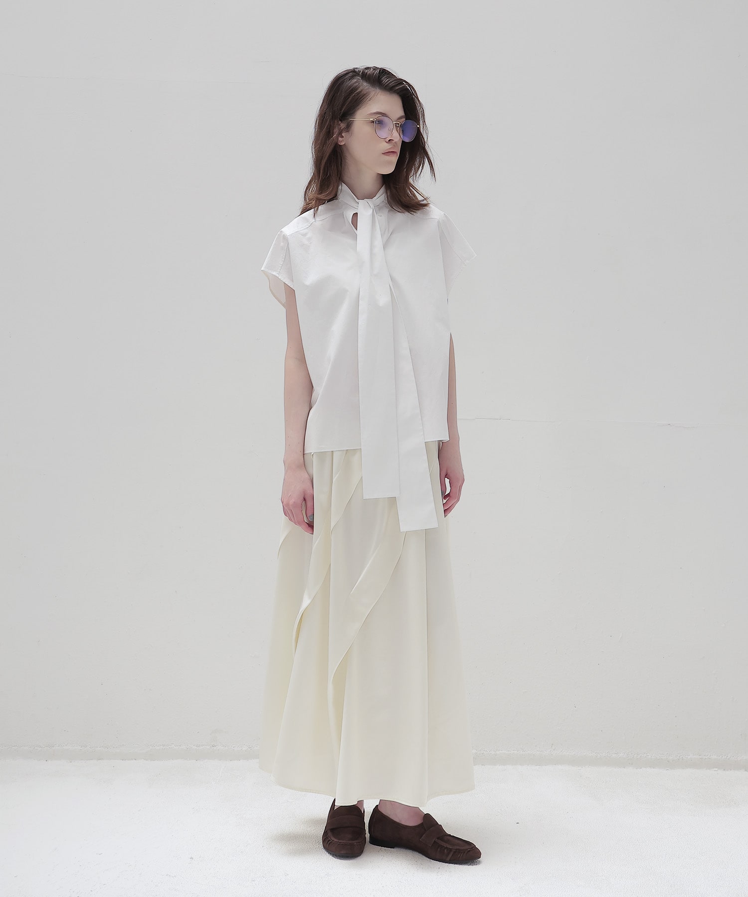 asymmetric tuck gather skirt
