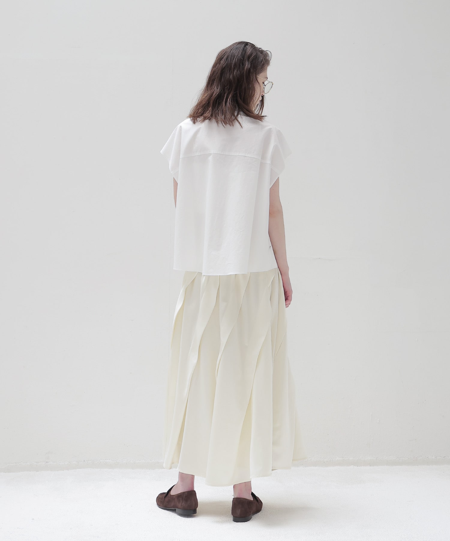 asymmetric tuck gather skirt