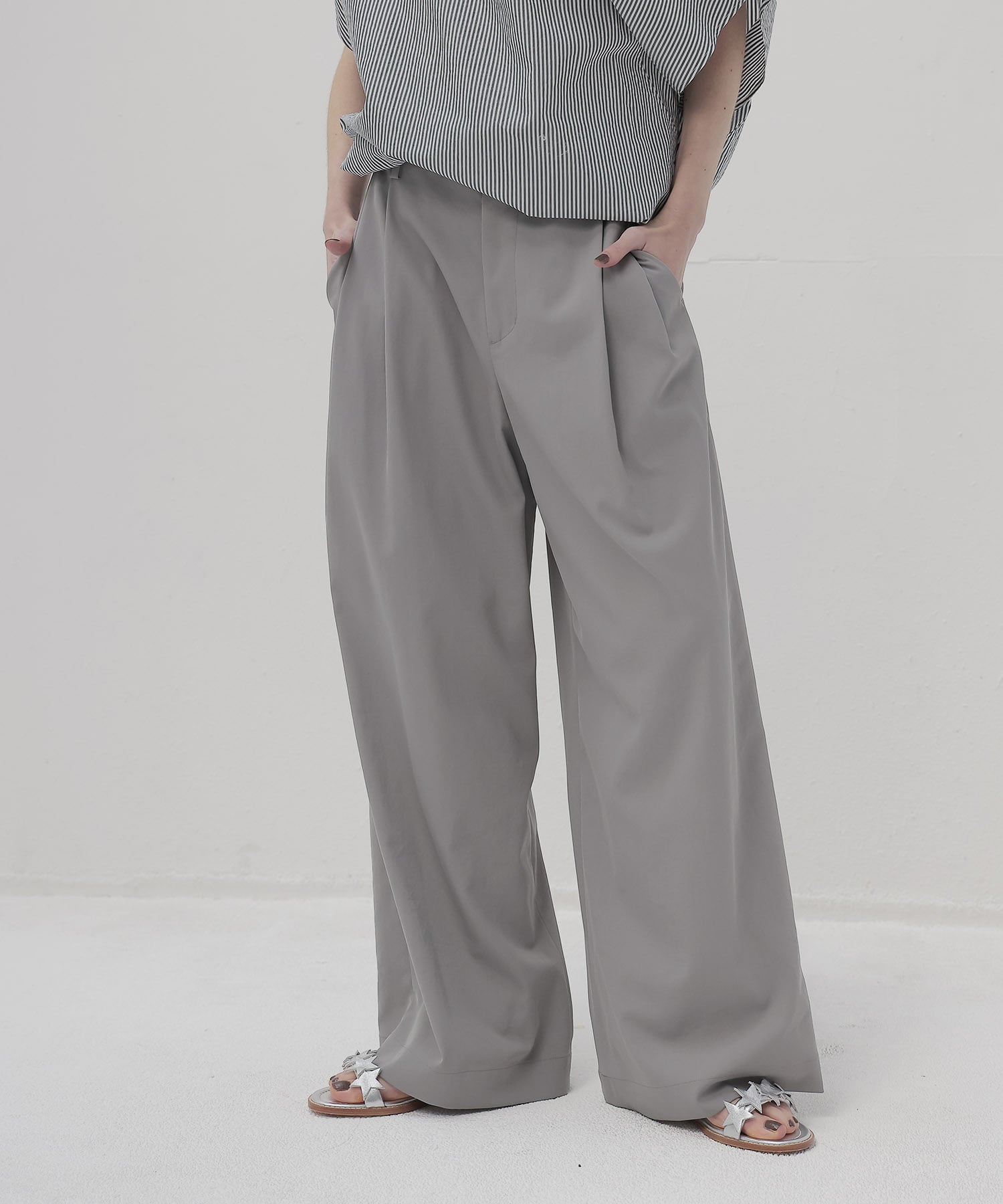 chambray effortless wide pants
