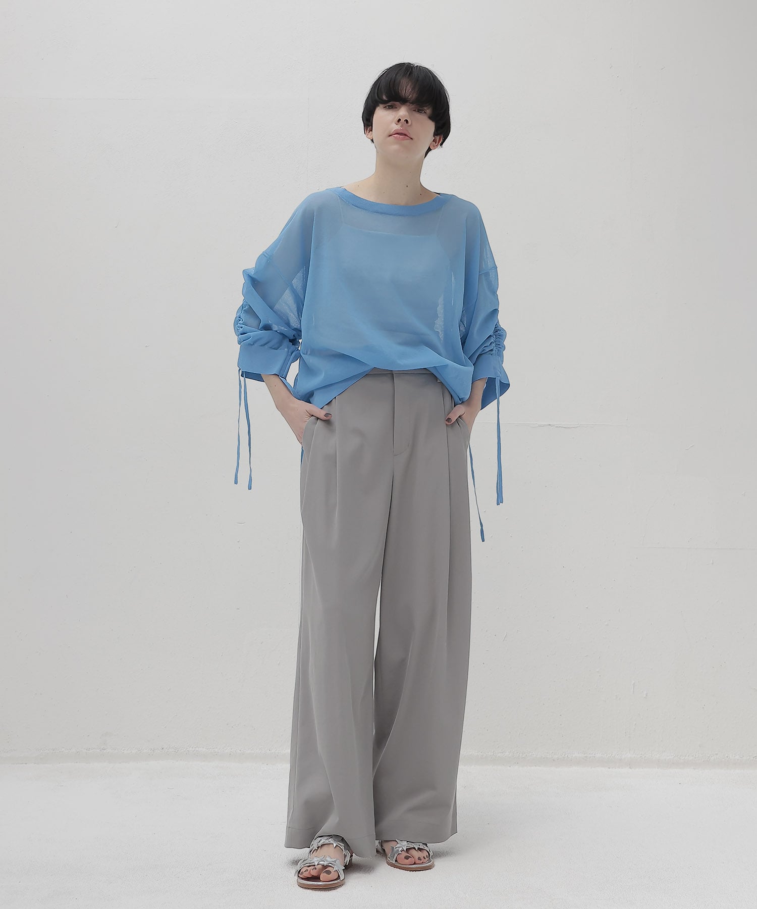 chambray effortless wide pants