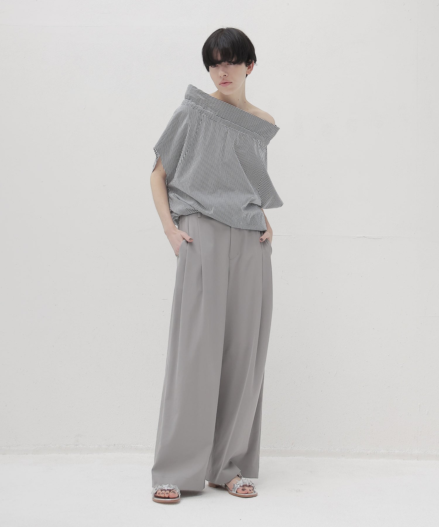 chambray effortless wide pants