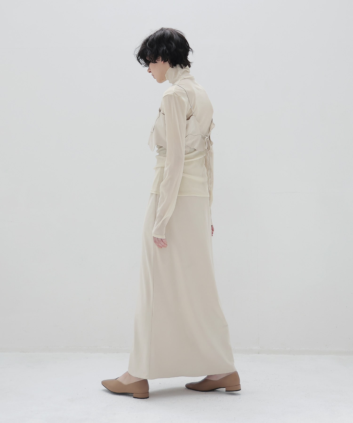 nylon tulle flocky turtleneck pull