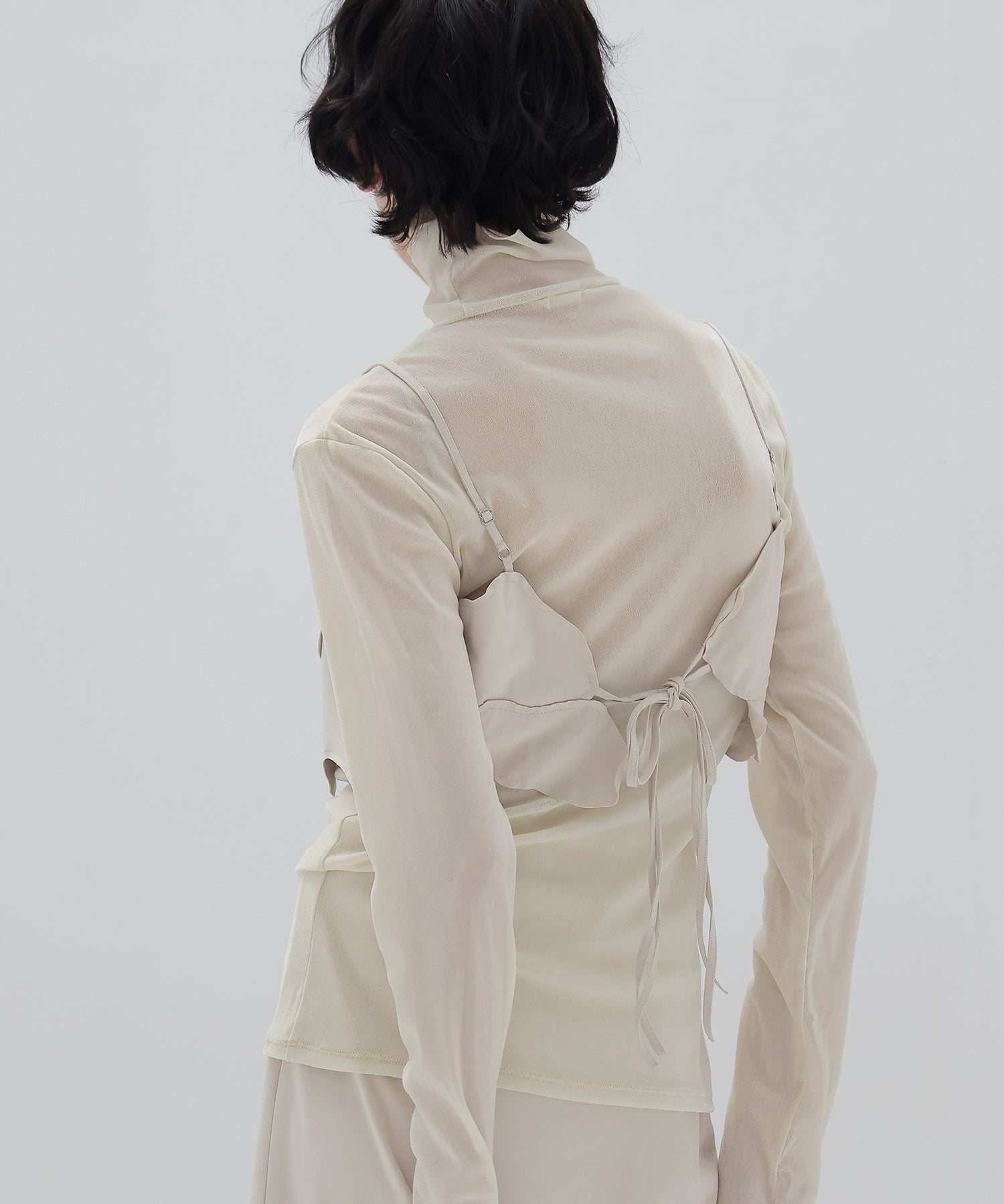 nylon tulle flocky turtleneck pull