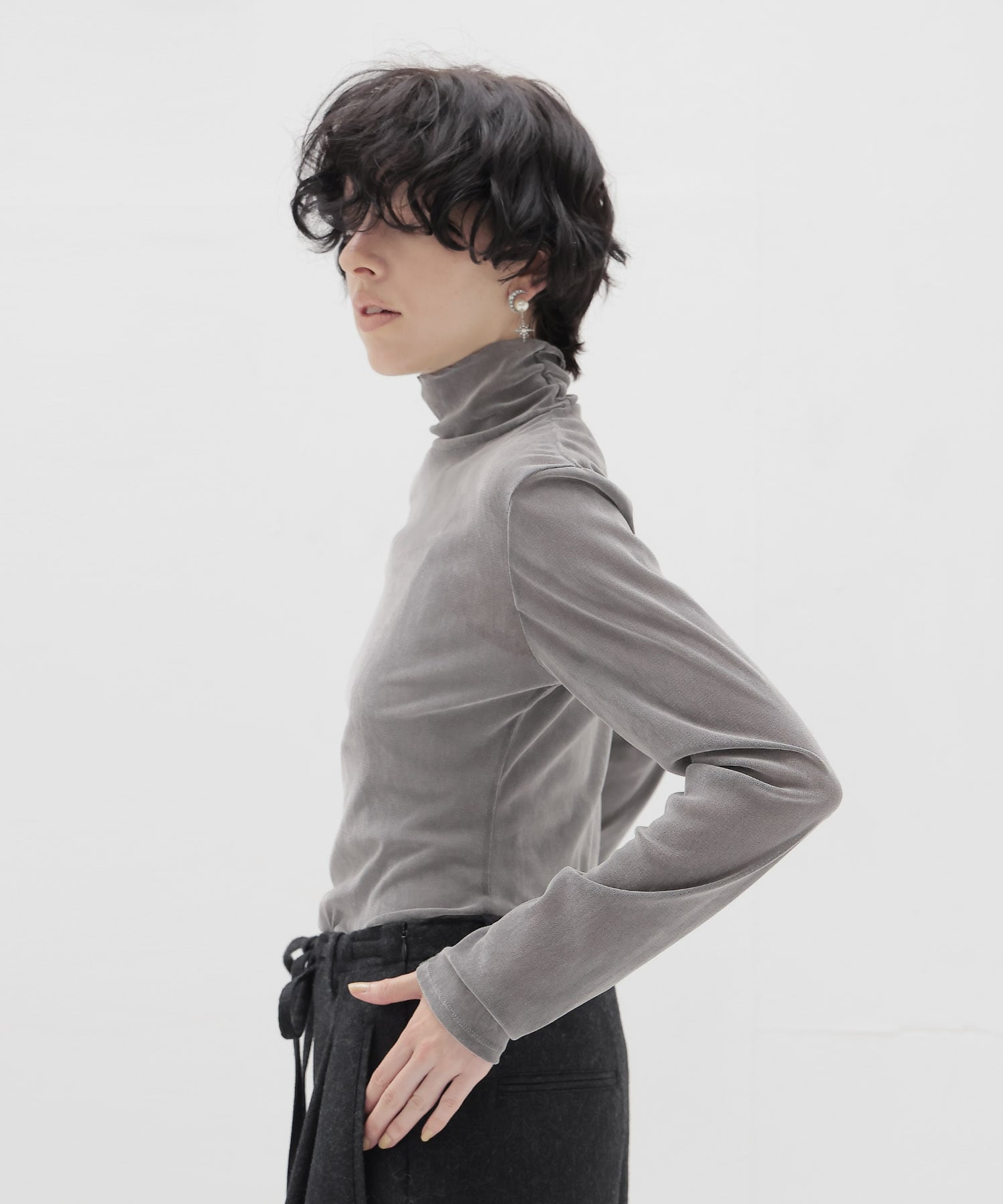 nylon tulle flocky turtleneck pull