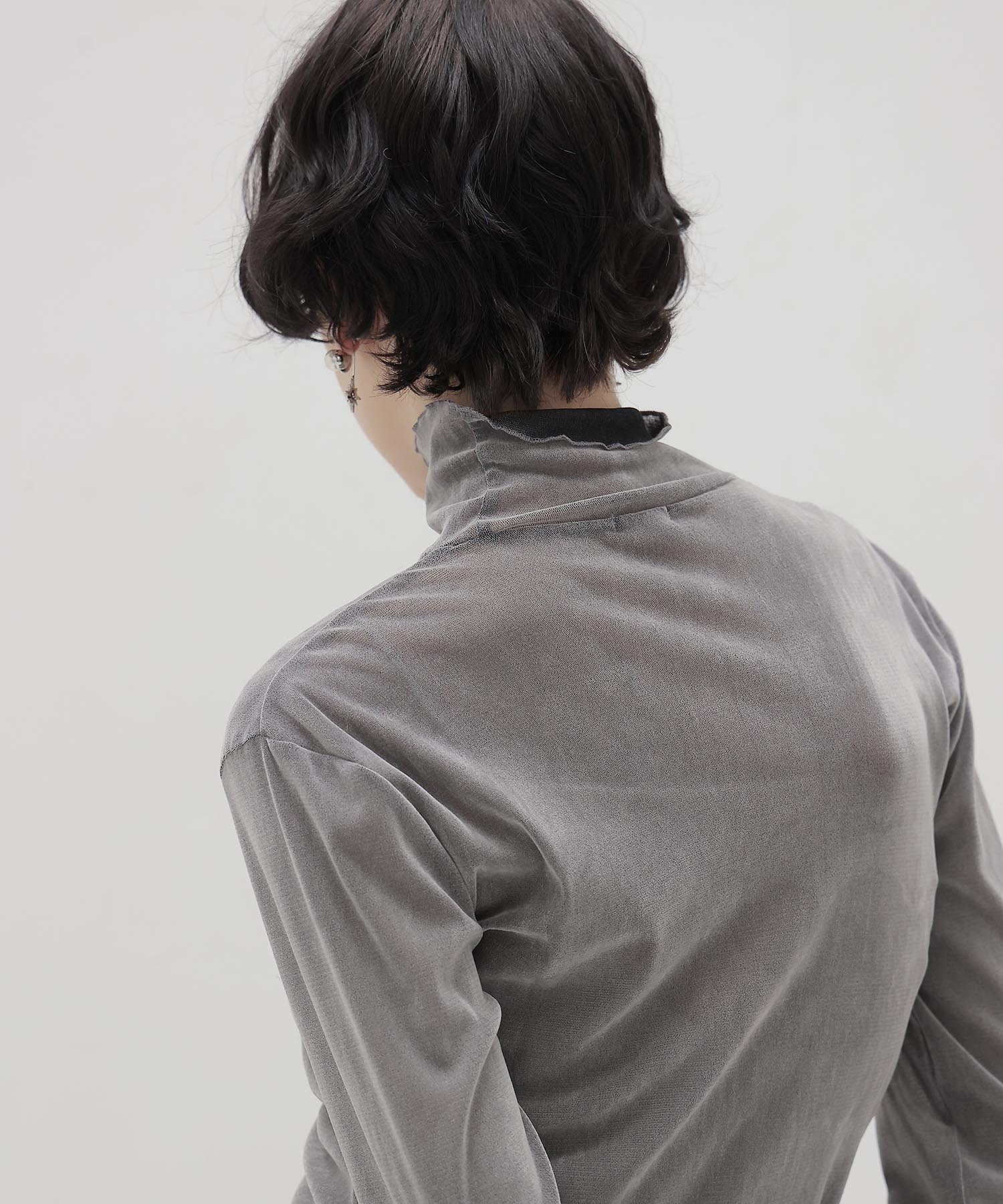 nylon tulle flocky turtleneck pull