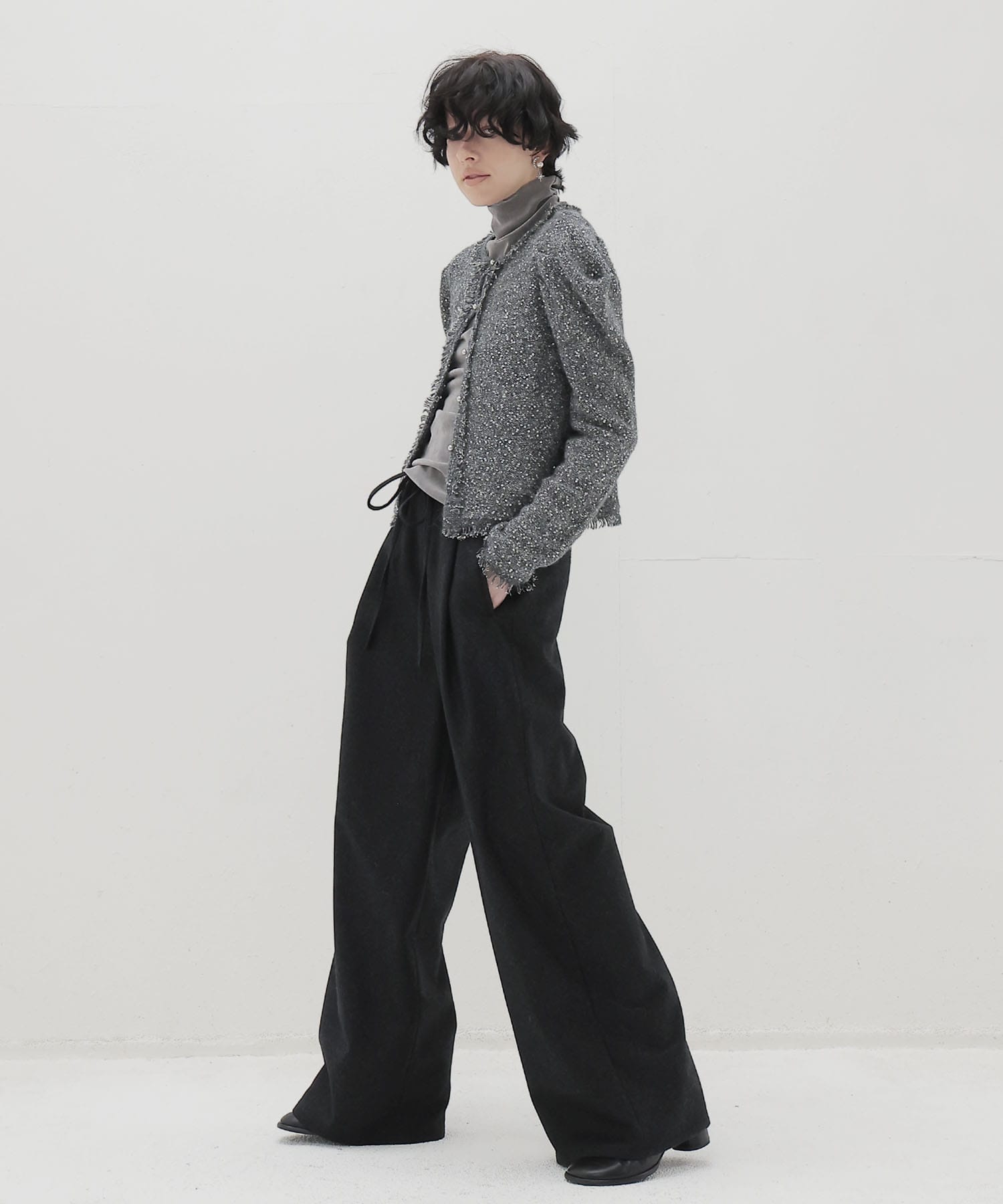 nylon tulle flocky turtleneck pull