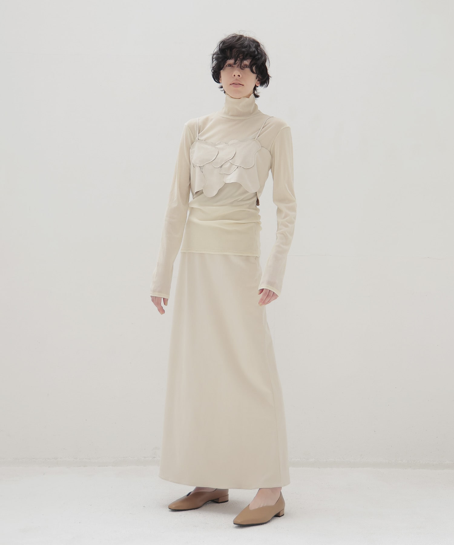 nylon tulle flocky turtleneck pull