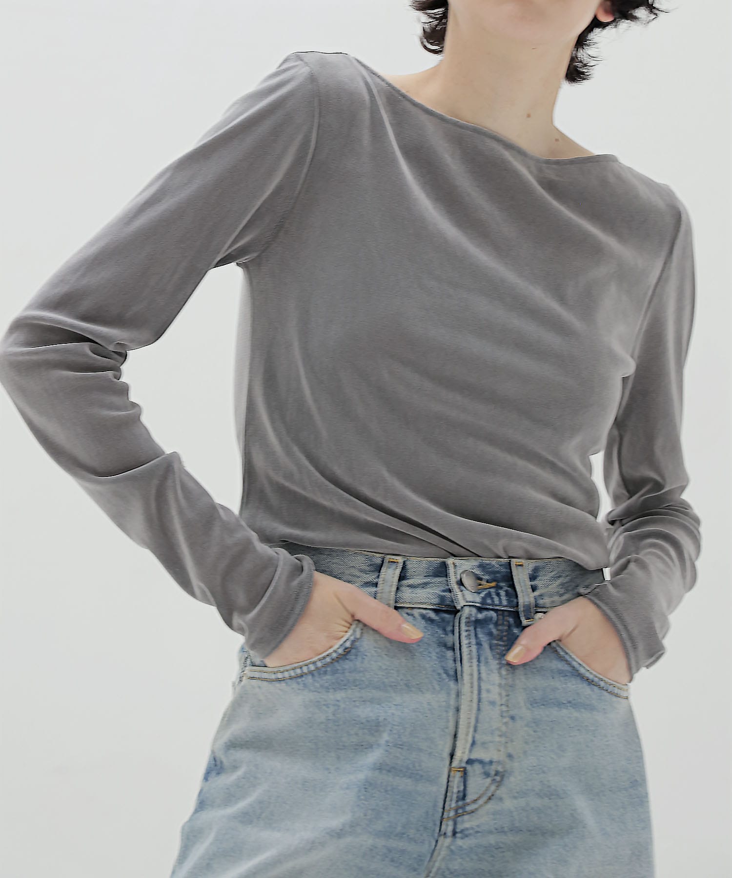nylon tulle flocky boatneck pull