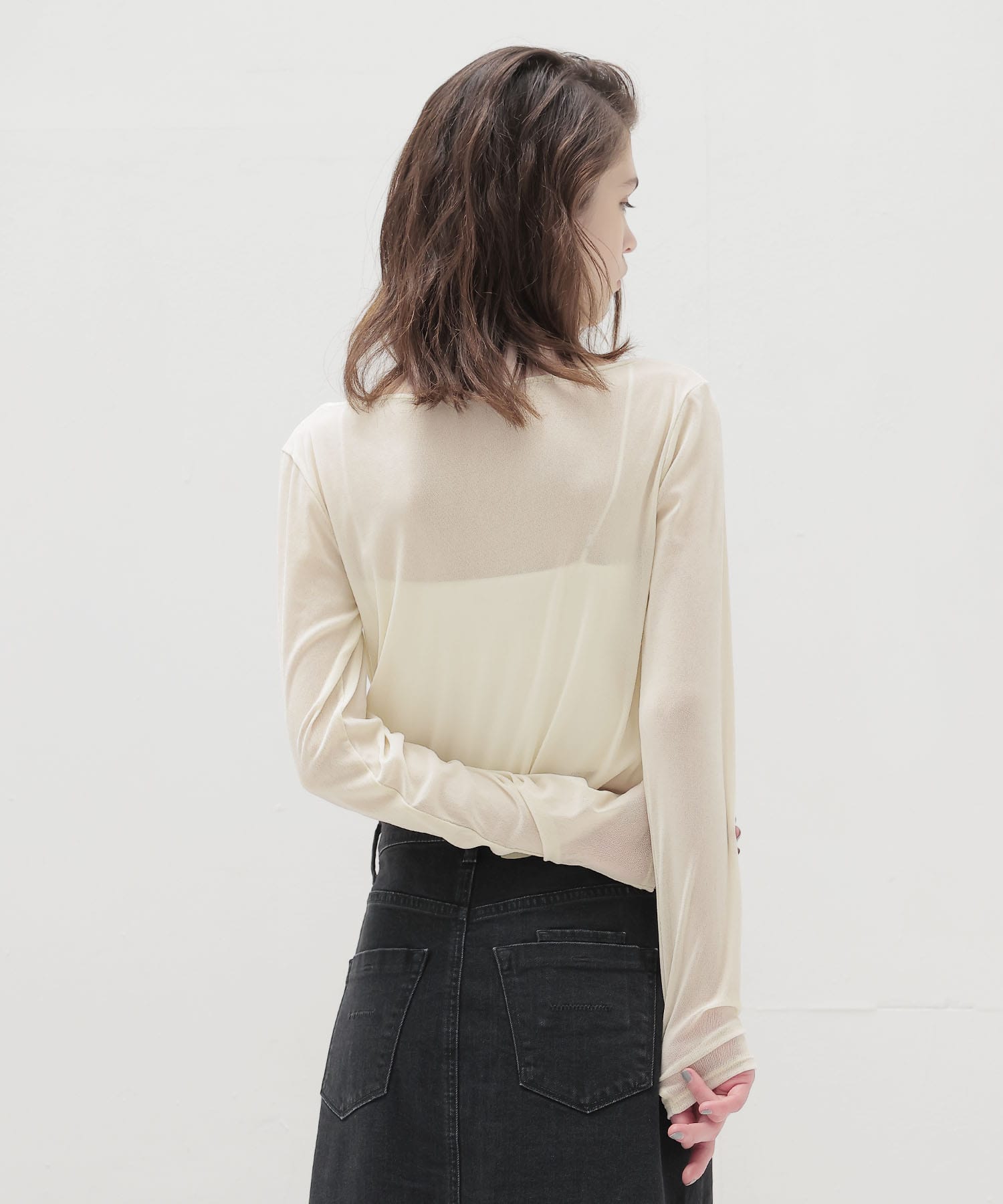 nylon tulle flocky boatneck pull