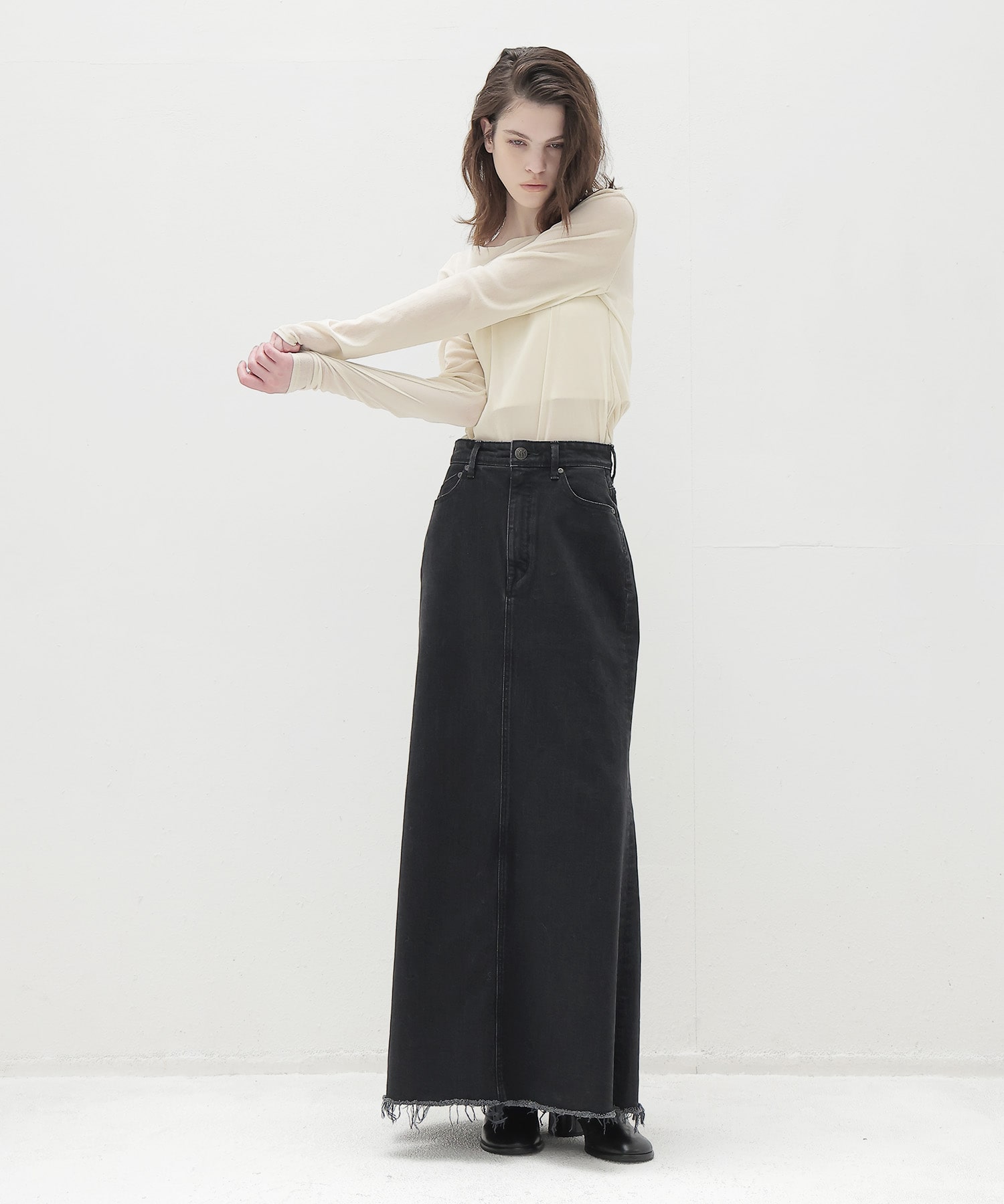 nylon tulle flocky boatneck pull