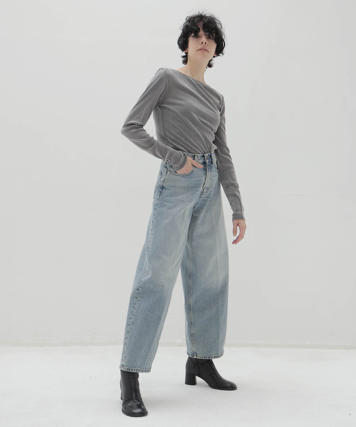 nylon tulle flocky boatneck pull