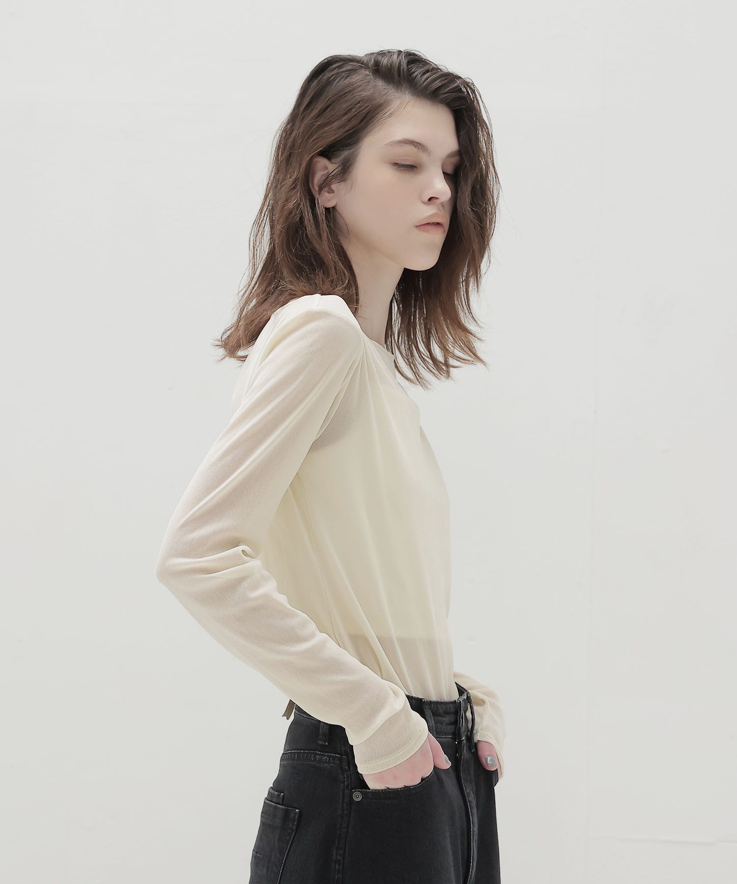 nylon tulle flocky boatneck pull
