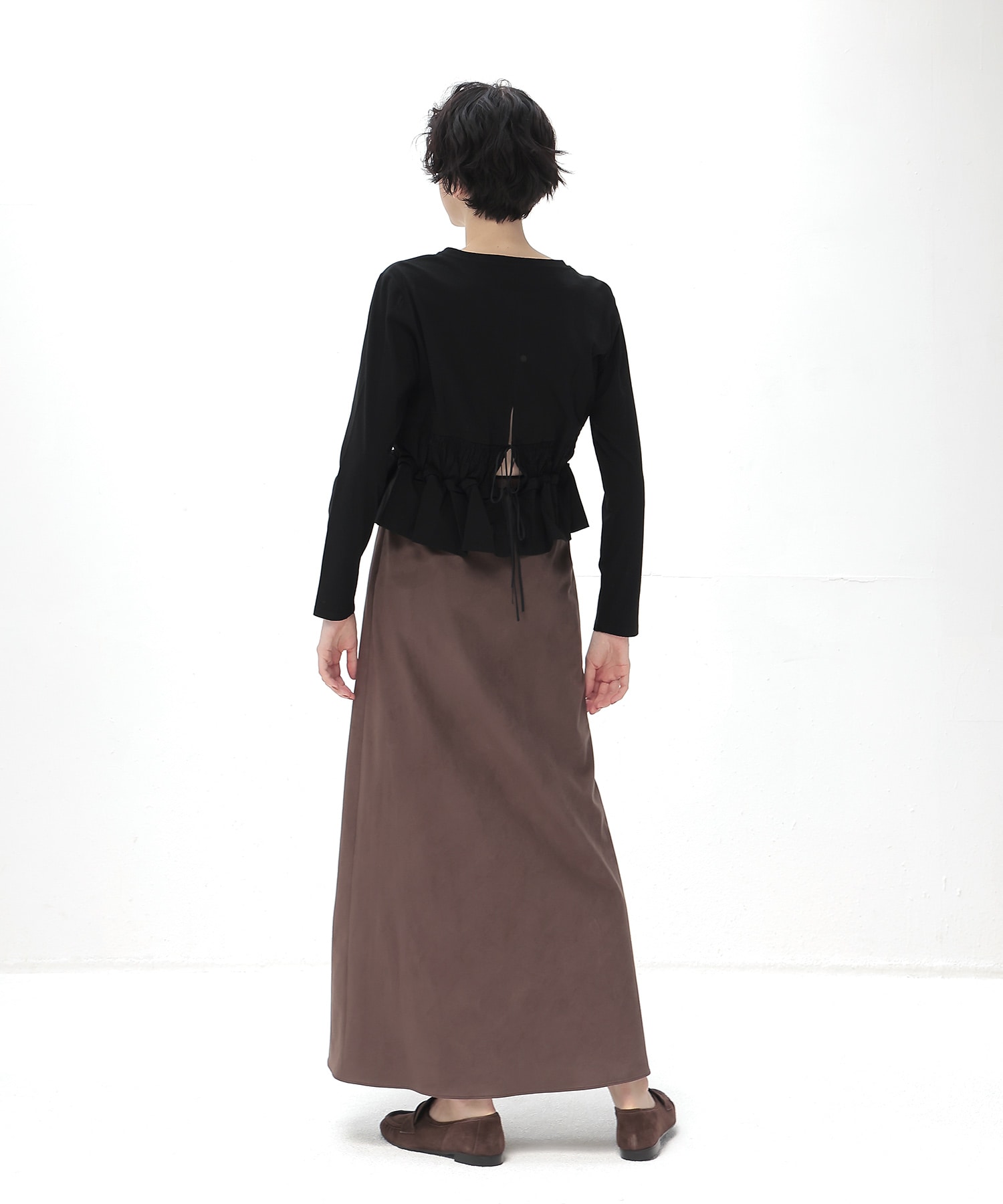 cotton shirring long sleeve pullover