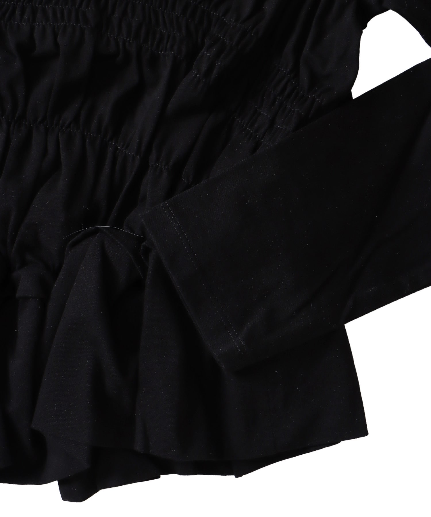 cotton shirring long sleeve pullover