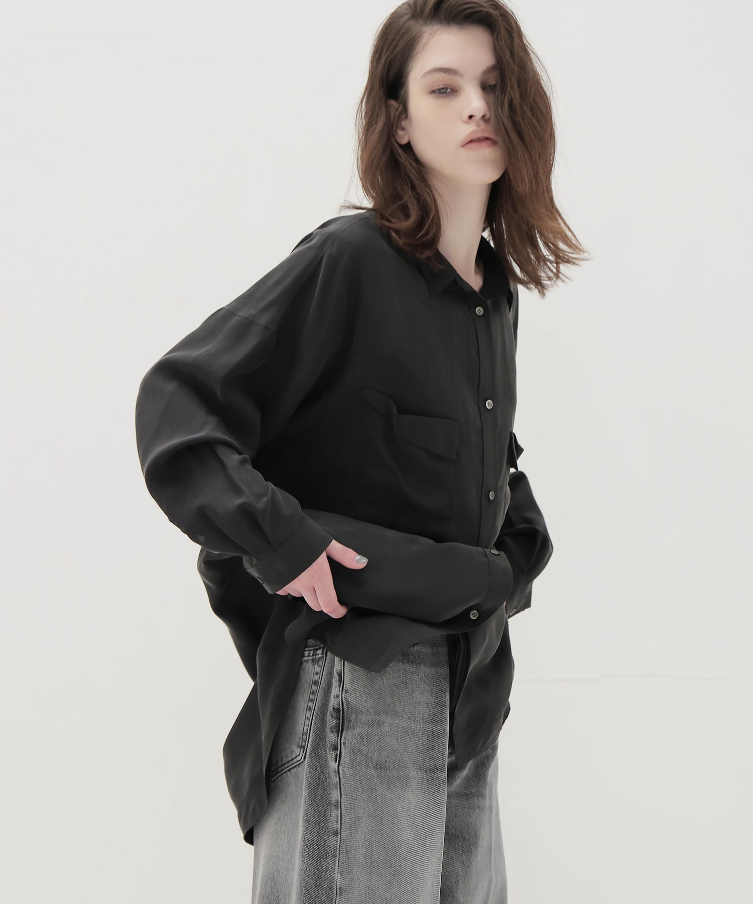 silk sand wash big shirt