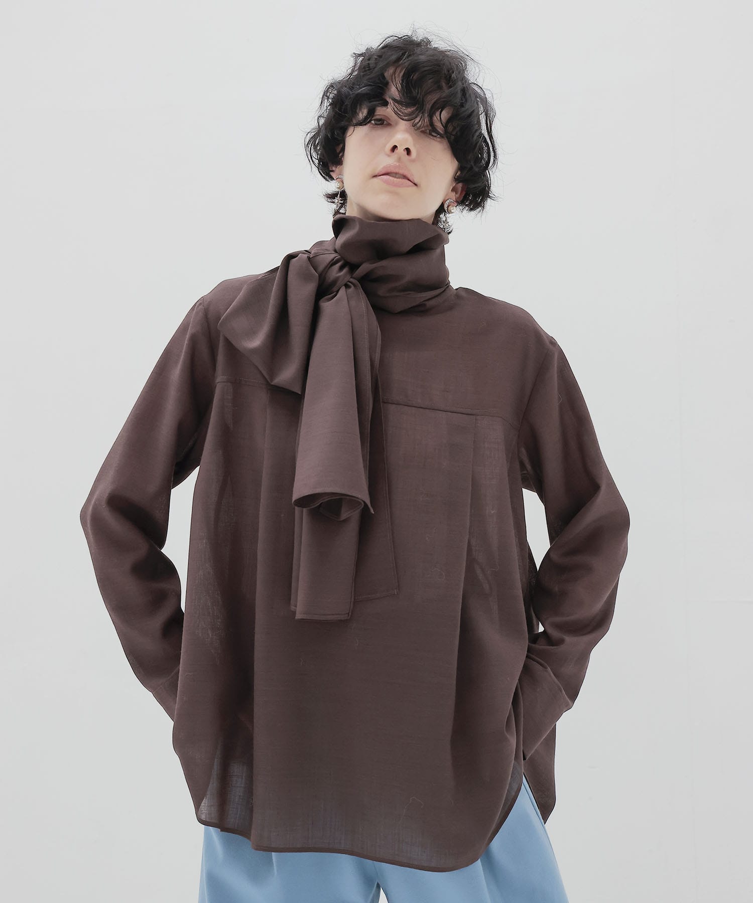 sheer voile muffler shirt