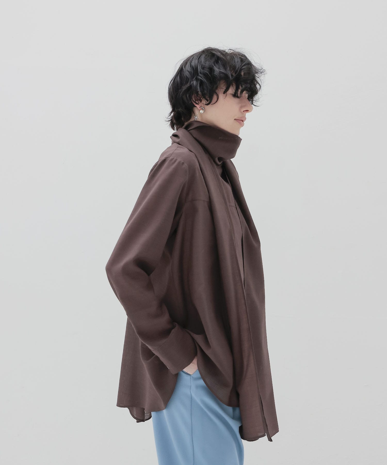 sheer voile muffler shirt