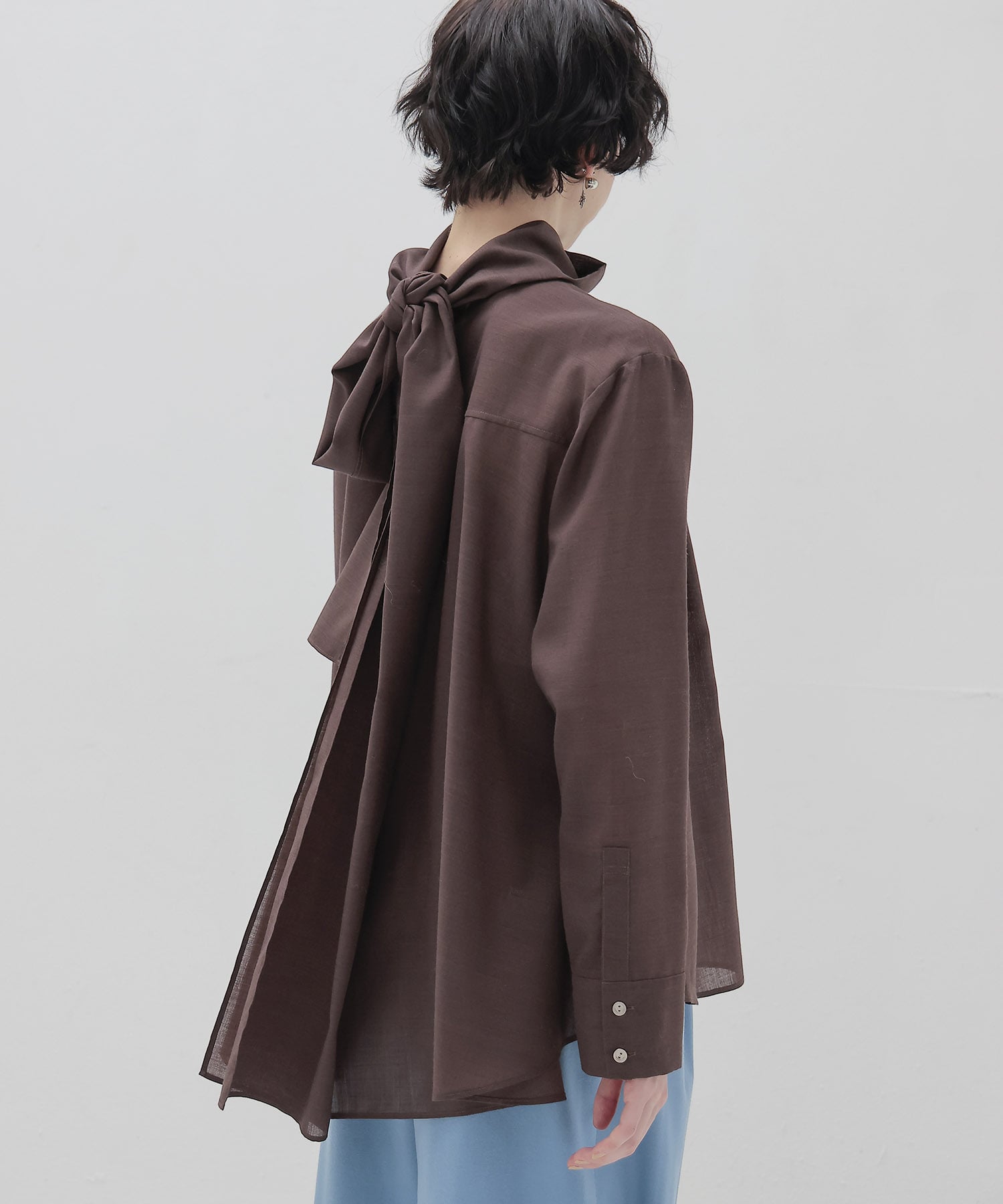 sheer voile muffler shirt