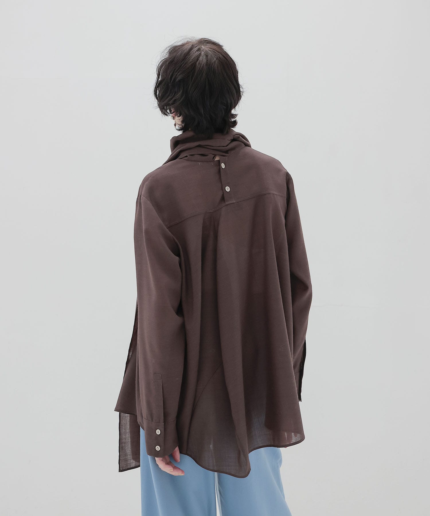 sheer voile muffler shirt
