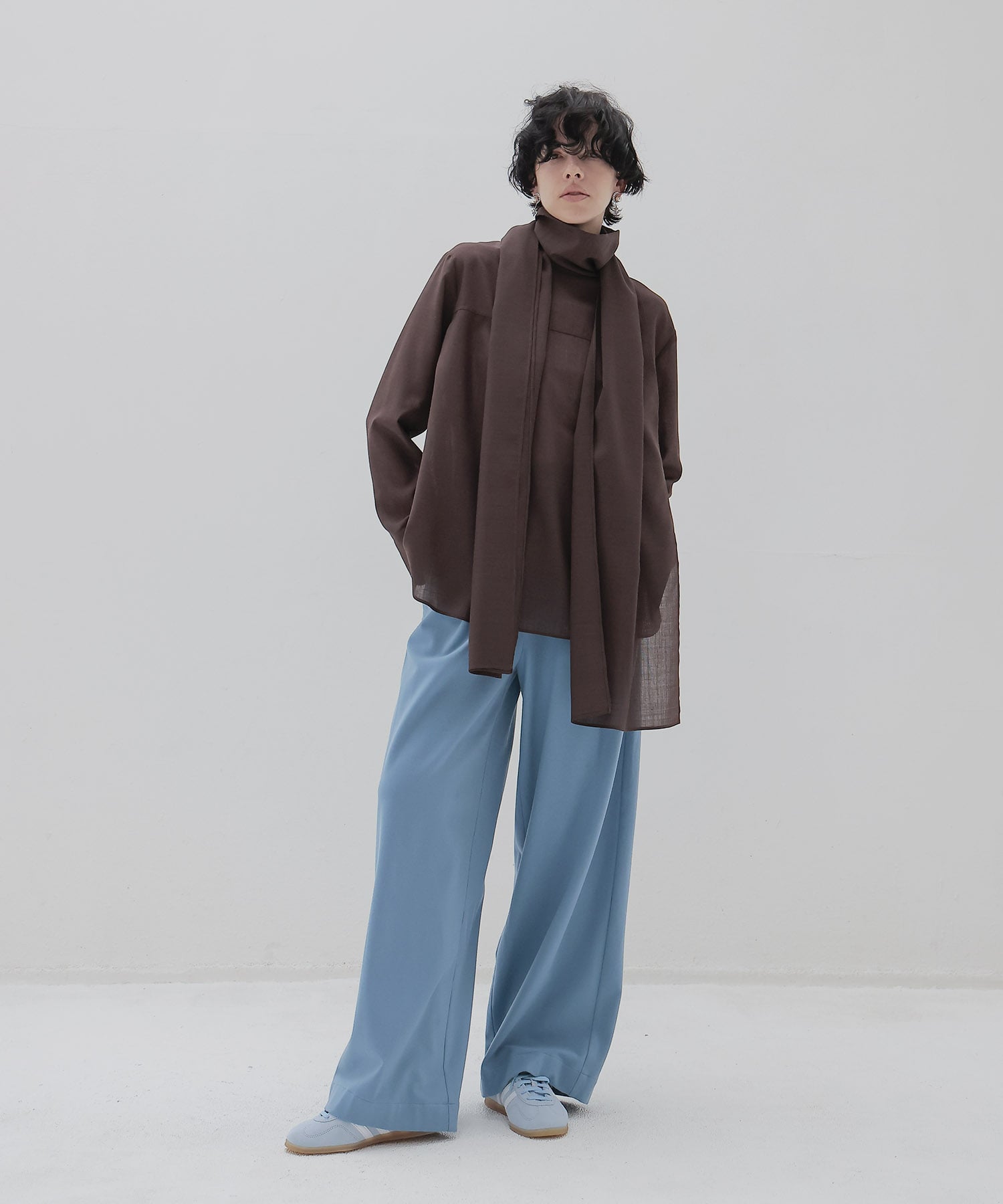 sheer voile muffler shirt
