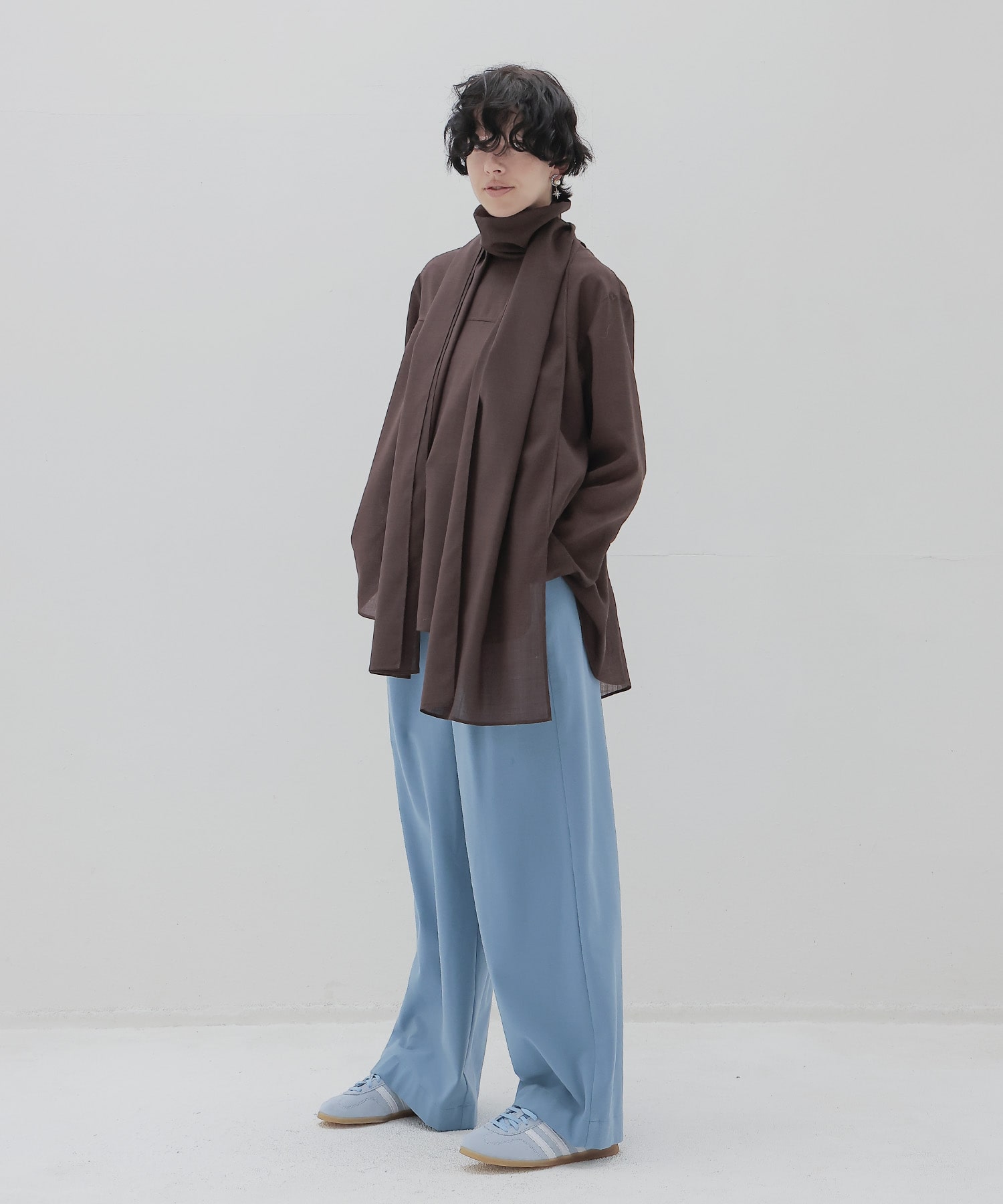 sheer voile muffler shirt