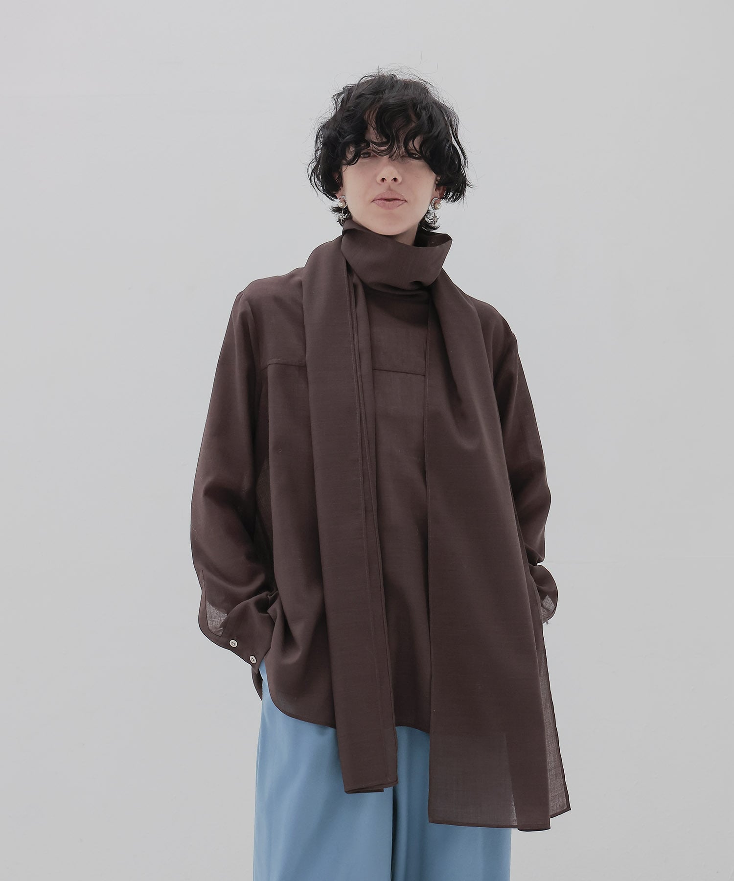 sheer voile muffler shirt