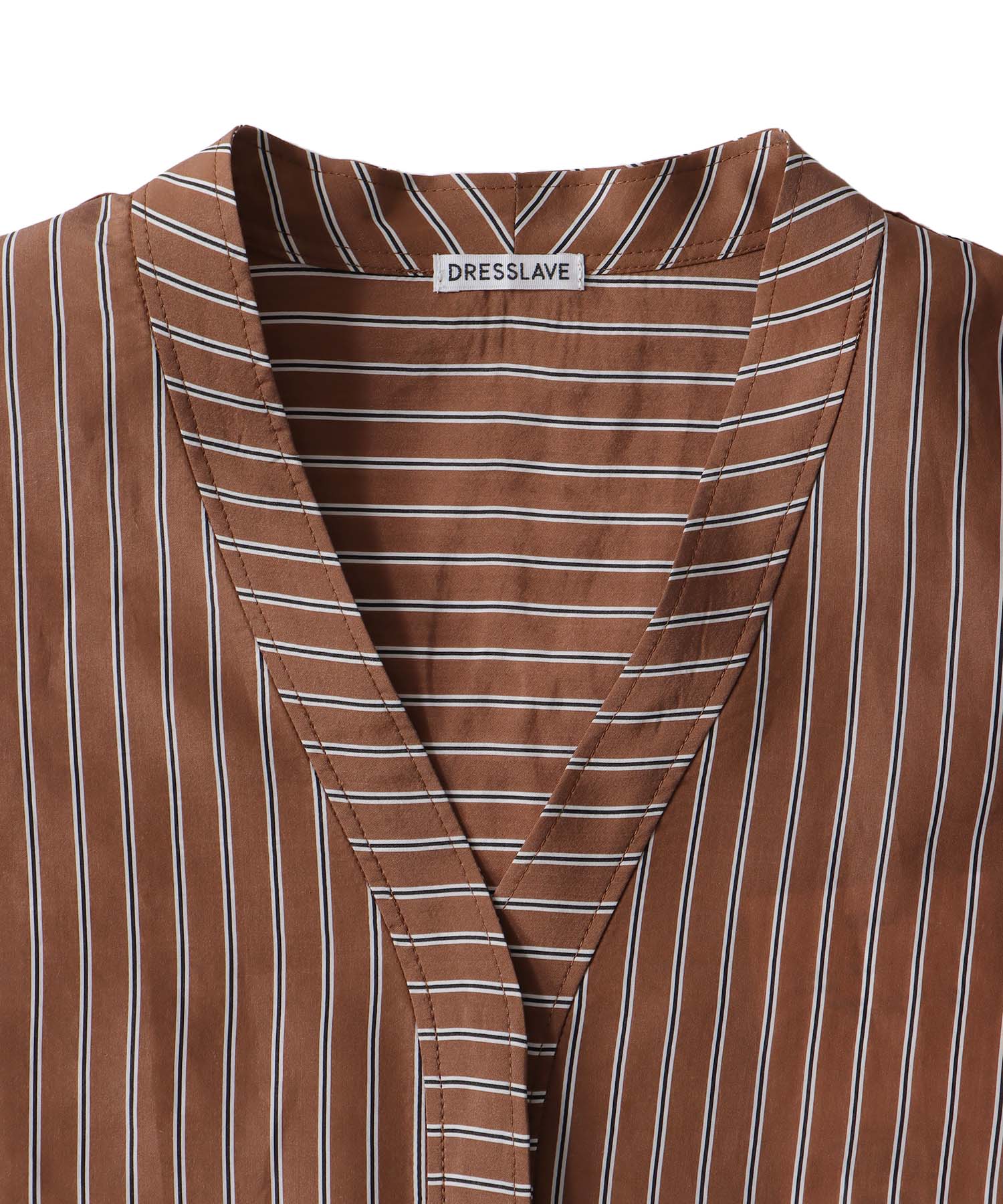 stripe collarless shirt