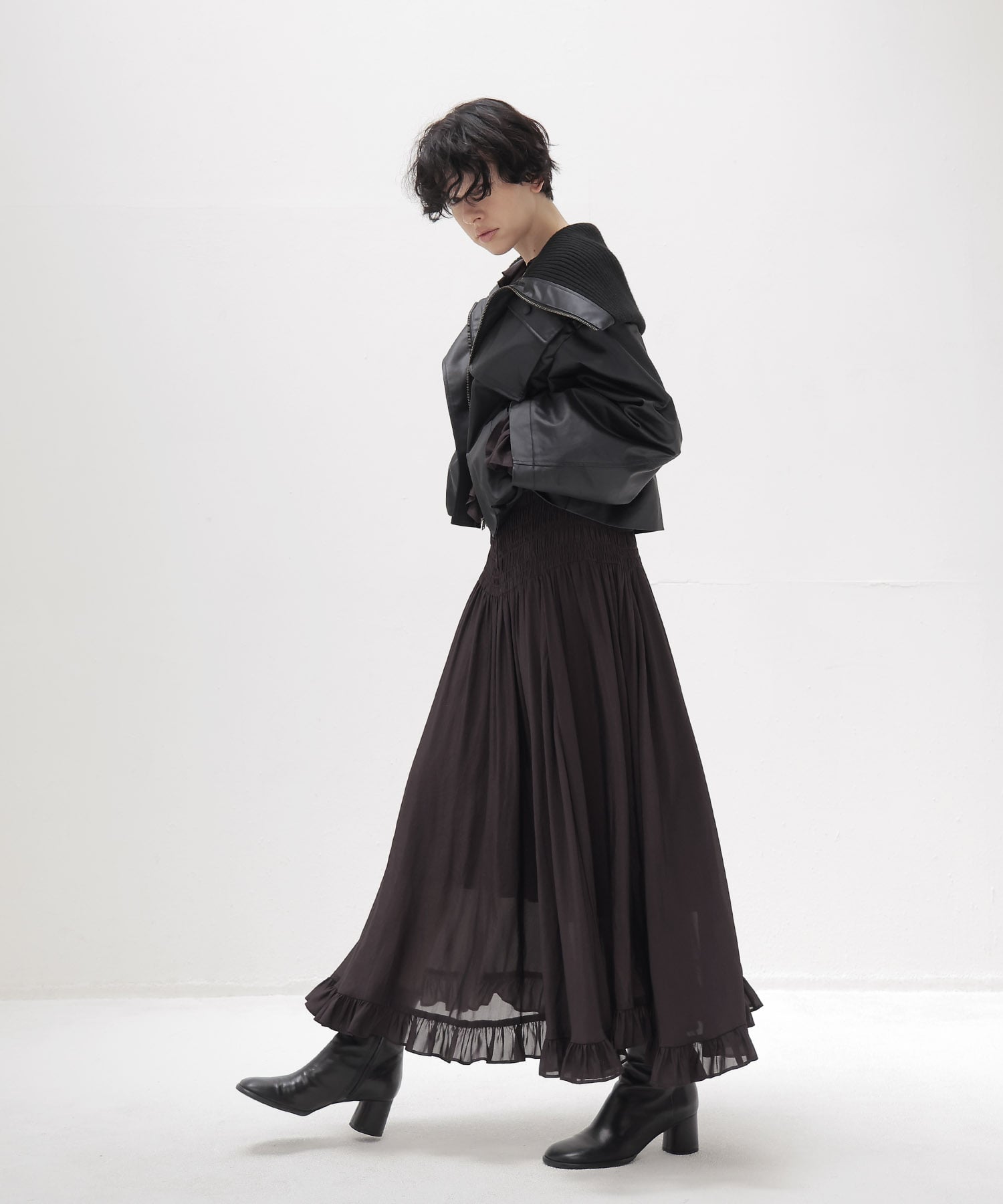 leather like short blouson