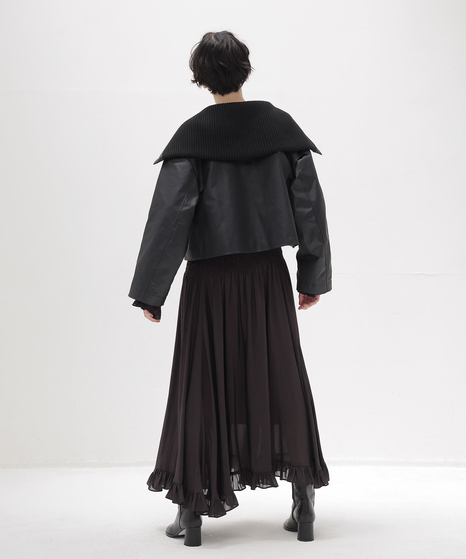 leather like short blouson