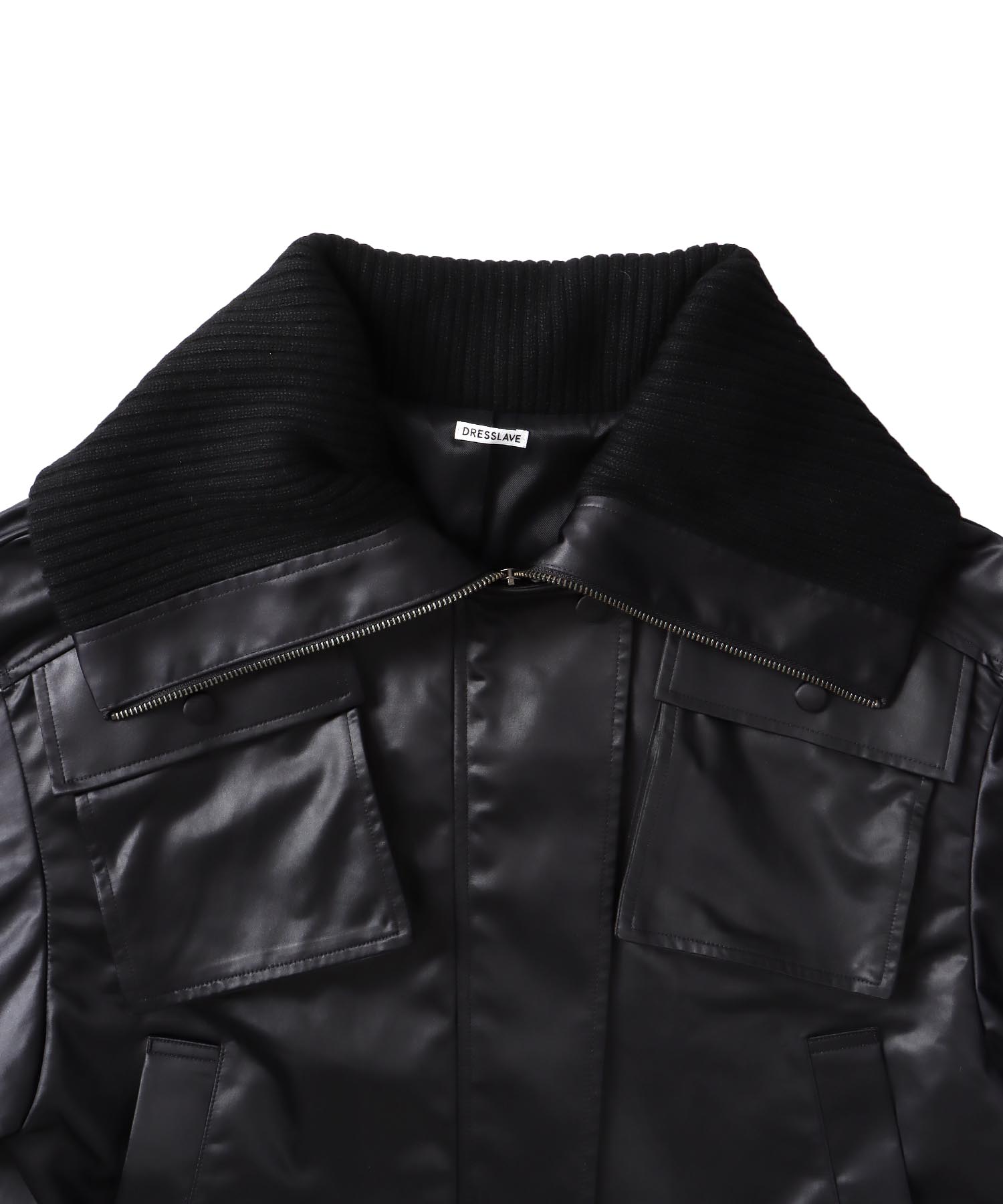 leather like short blouson