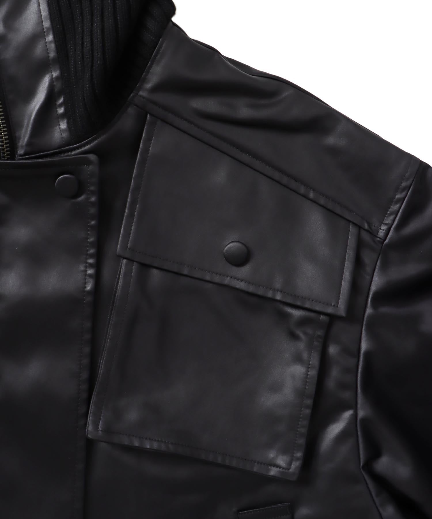 leather like short blouson
