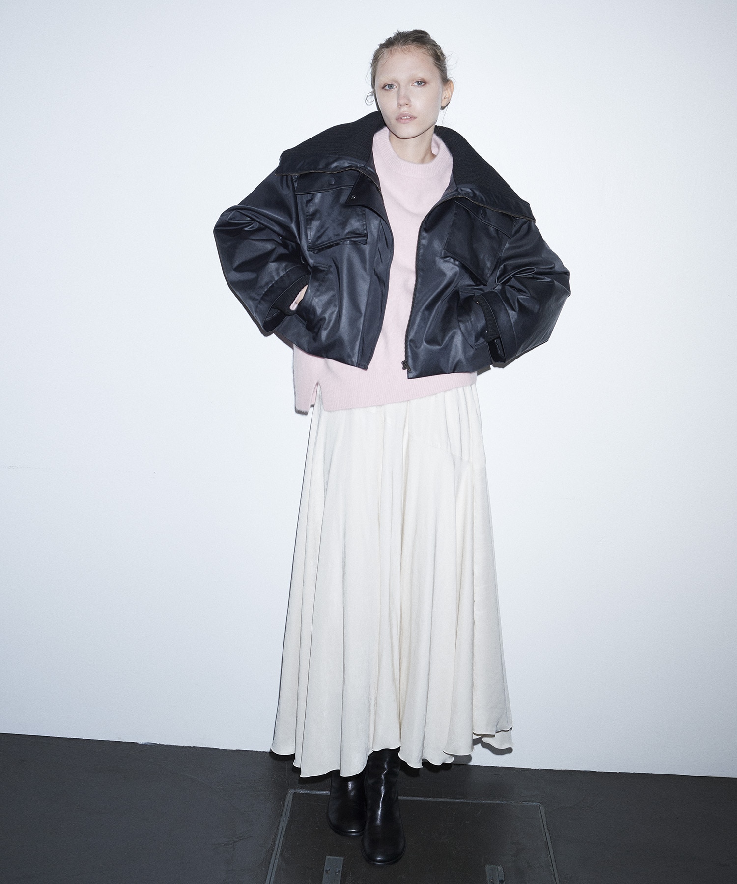 leather like short blouson